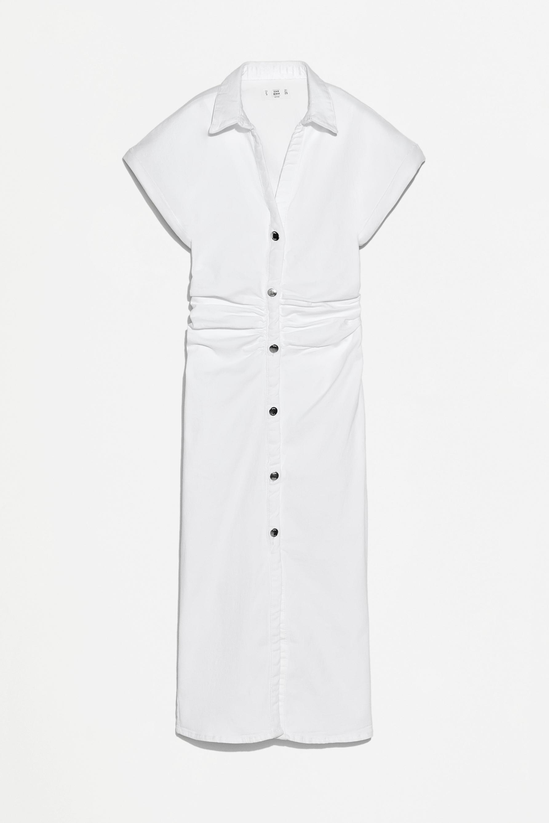 Denim midi button dress — OFF WHITE