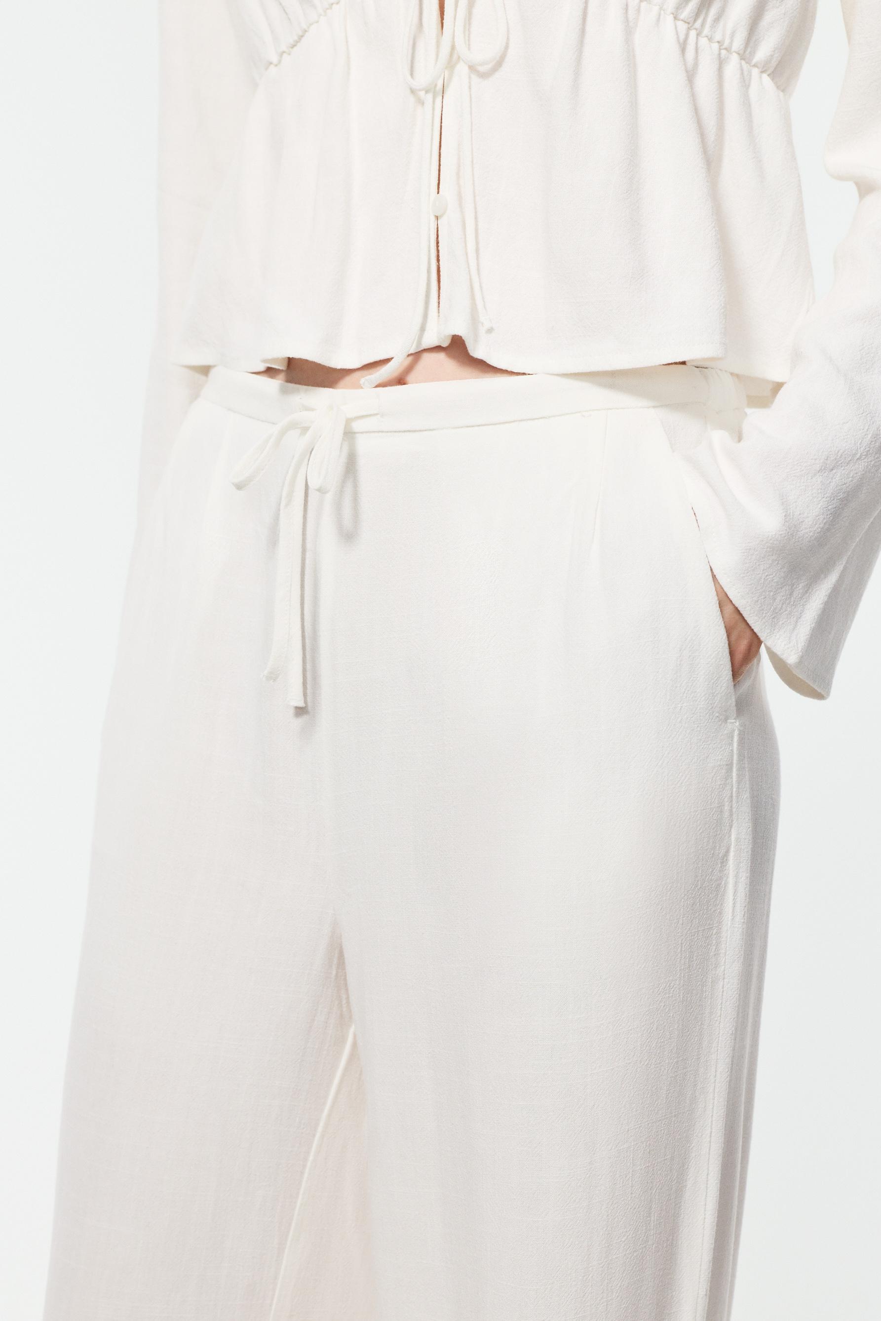 Rustic wide-leg trousers — WHITE