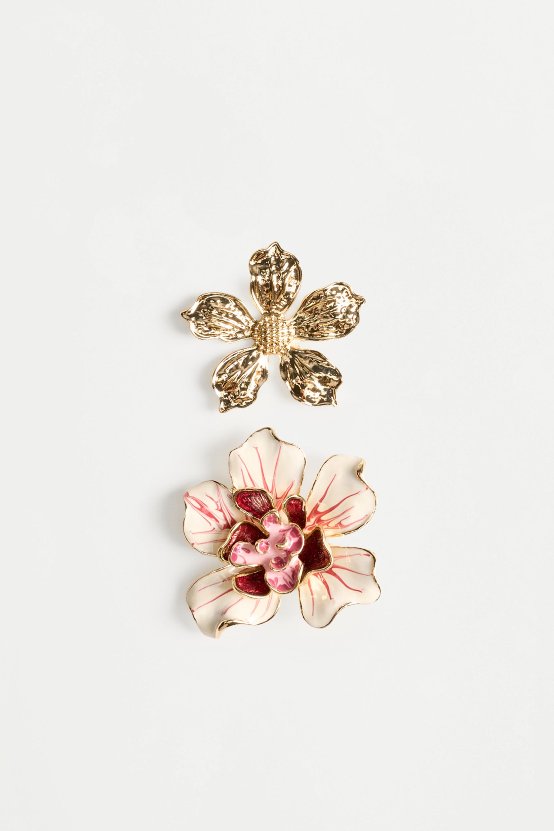 Floral Brooches (2-Pack) — ECRU/WHITE