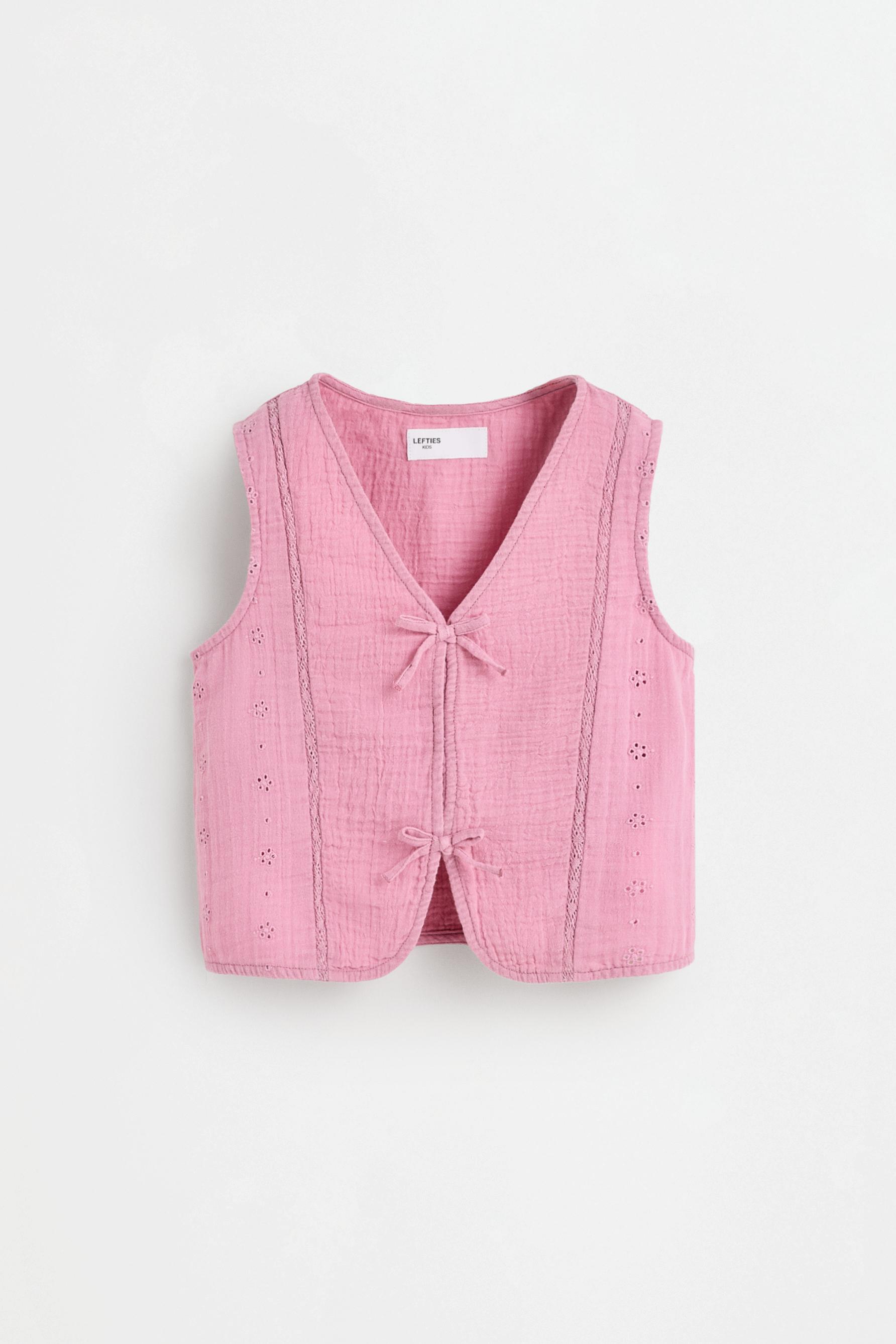 Swiss embroidery vest — PALE PINK