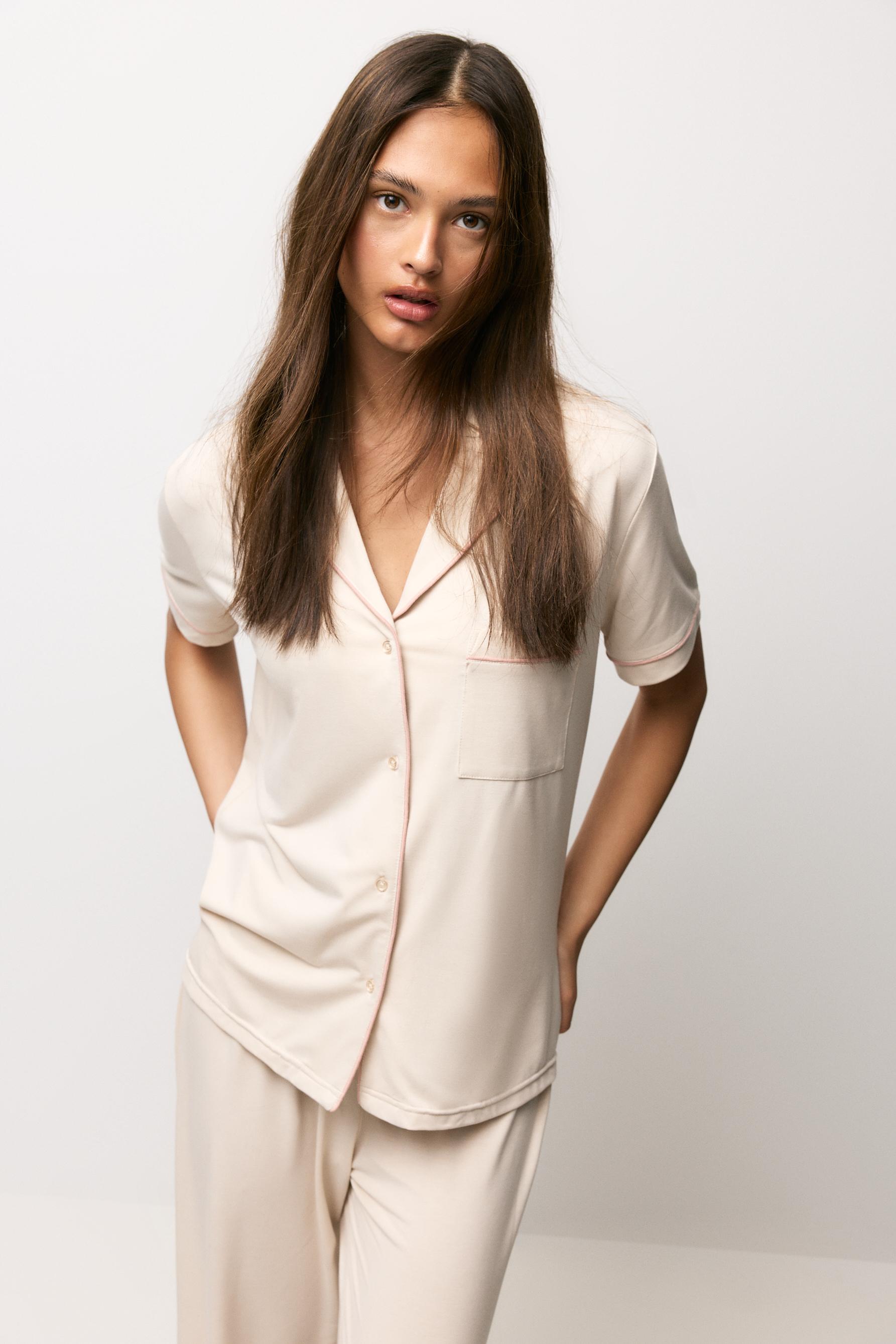 Long shirt-style pyjamas — BEIGE MARL