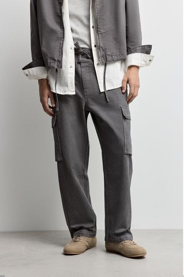 Loose-Fit Cargo Jogger Jeans — DARK GREY 2