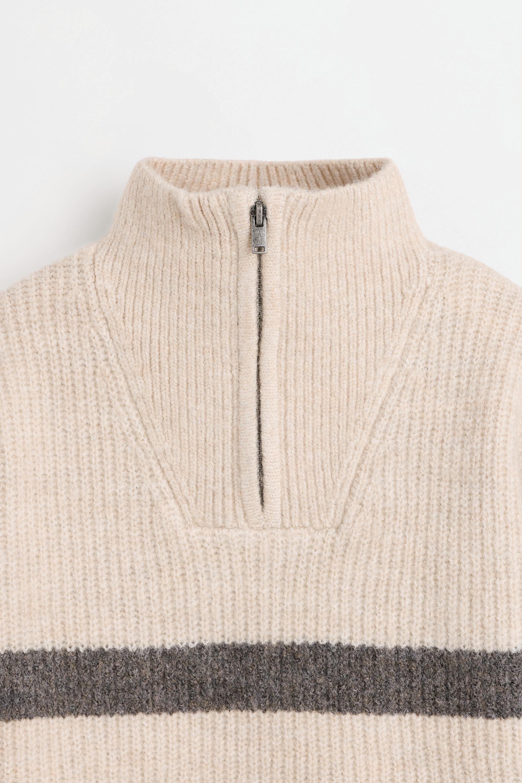 Striped zipper sweater — MINK