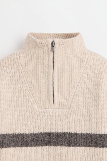 Striped zipper sweater — MINK 4
