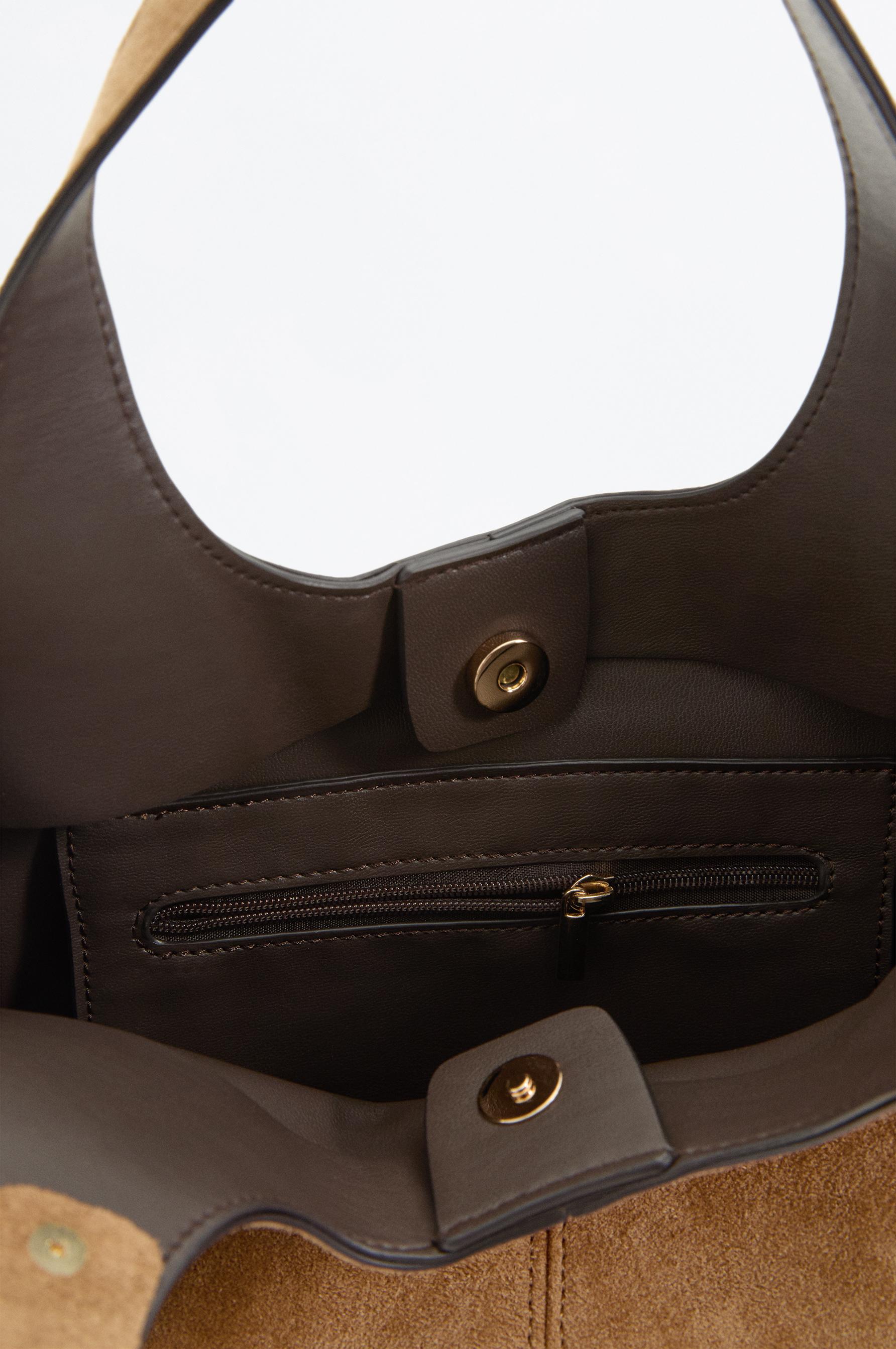 Suede Effect Mini Shopper Bag — CAMEL