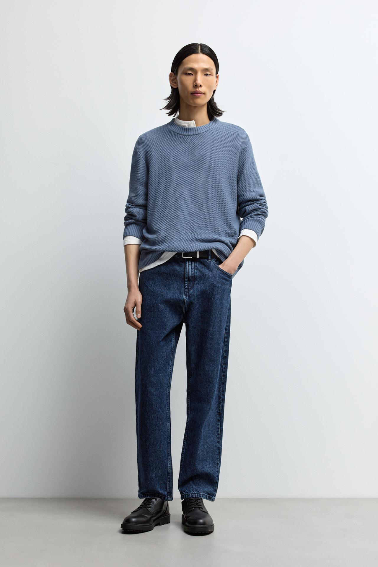 Textured knit sweater — BLUE