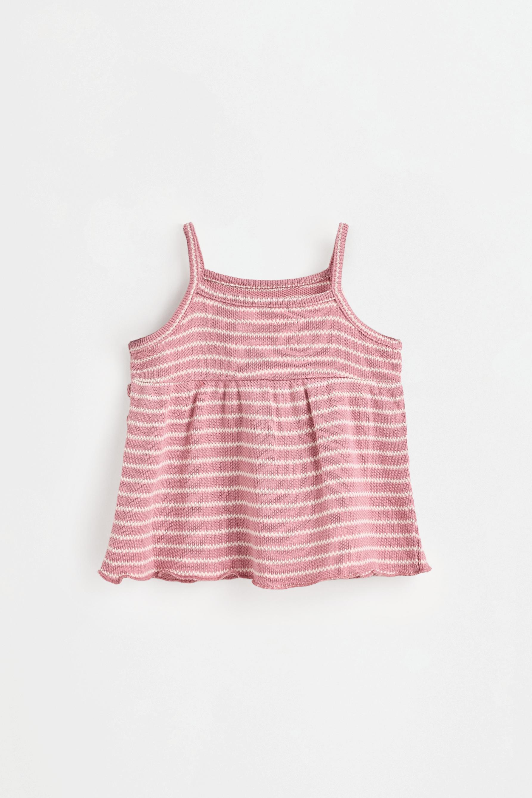 Striped bias cut top and shorts set — PINK
