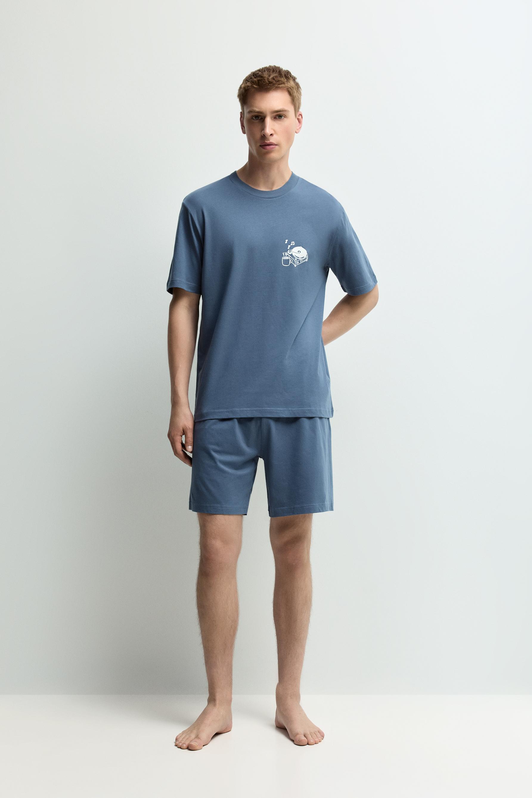 Short printed pyjamas — OCEAN BLUE