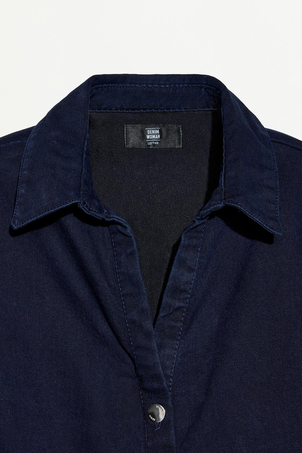 Denim midi button dress — BLUE