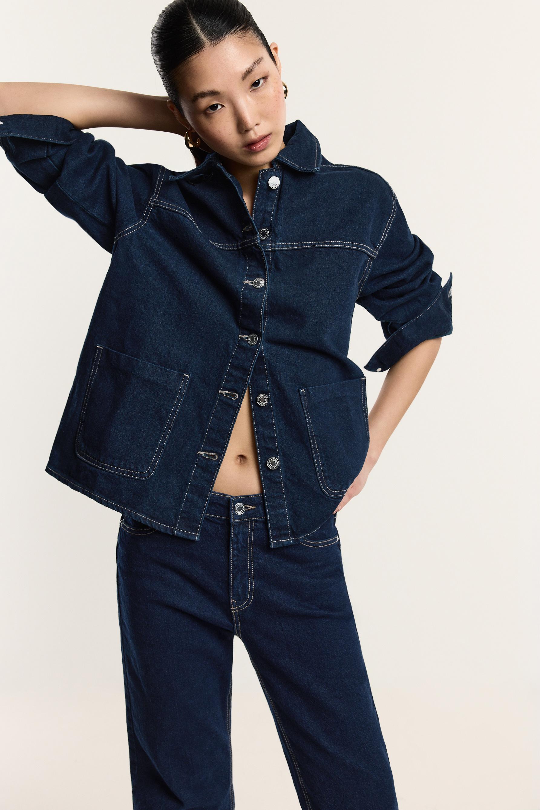 Denim overshirt with pockets - Jackets | Coats - CLOTHING - Woman