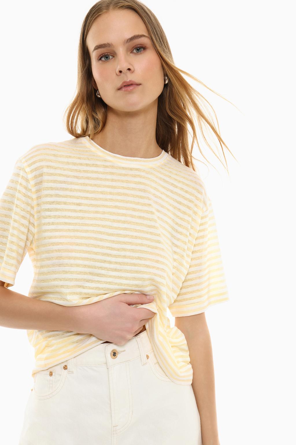 Striped slub knit T-shirt