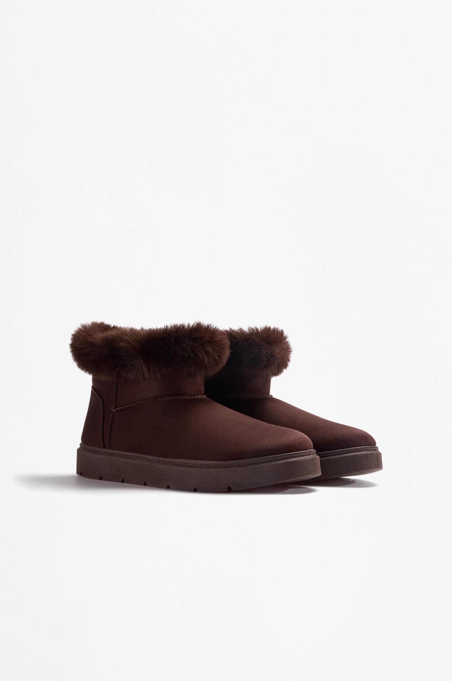 Lined fur ankle boots — BROWN