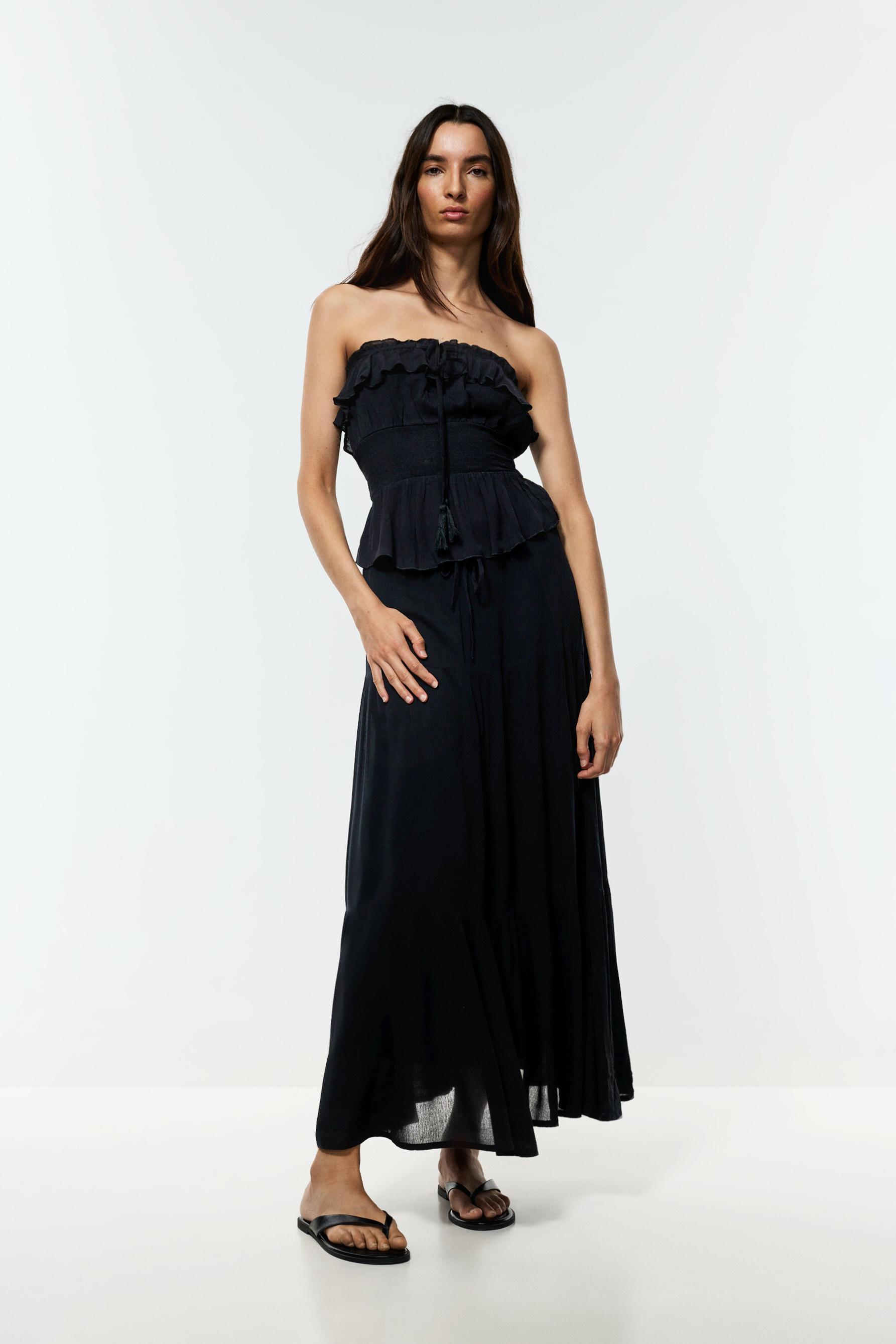 Ruffled top — BLACK