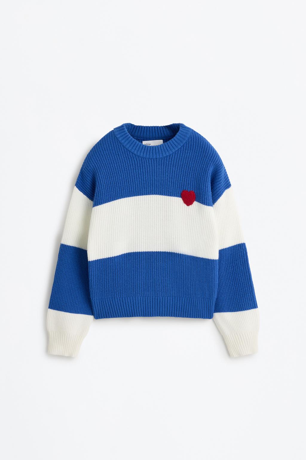 Camisola às riscas com bordado