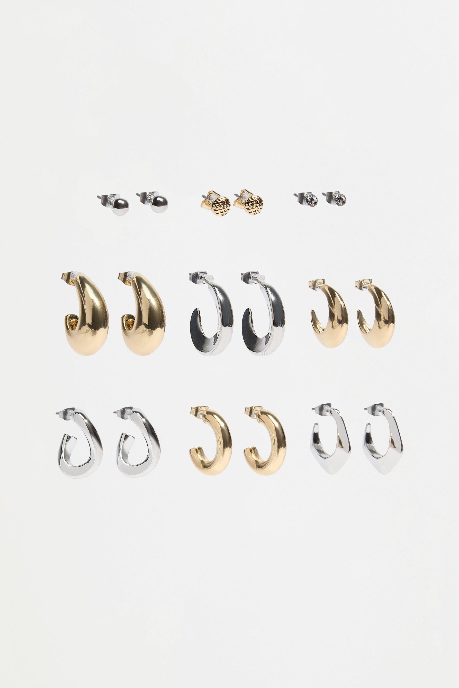 Mismatched earrings (9-Pack) — GOLD - SILVER