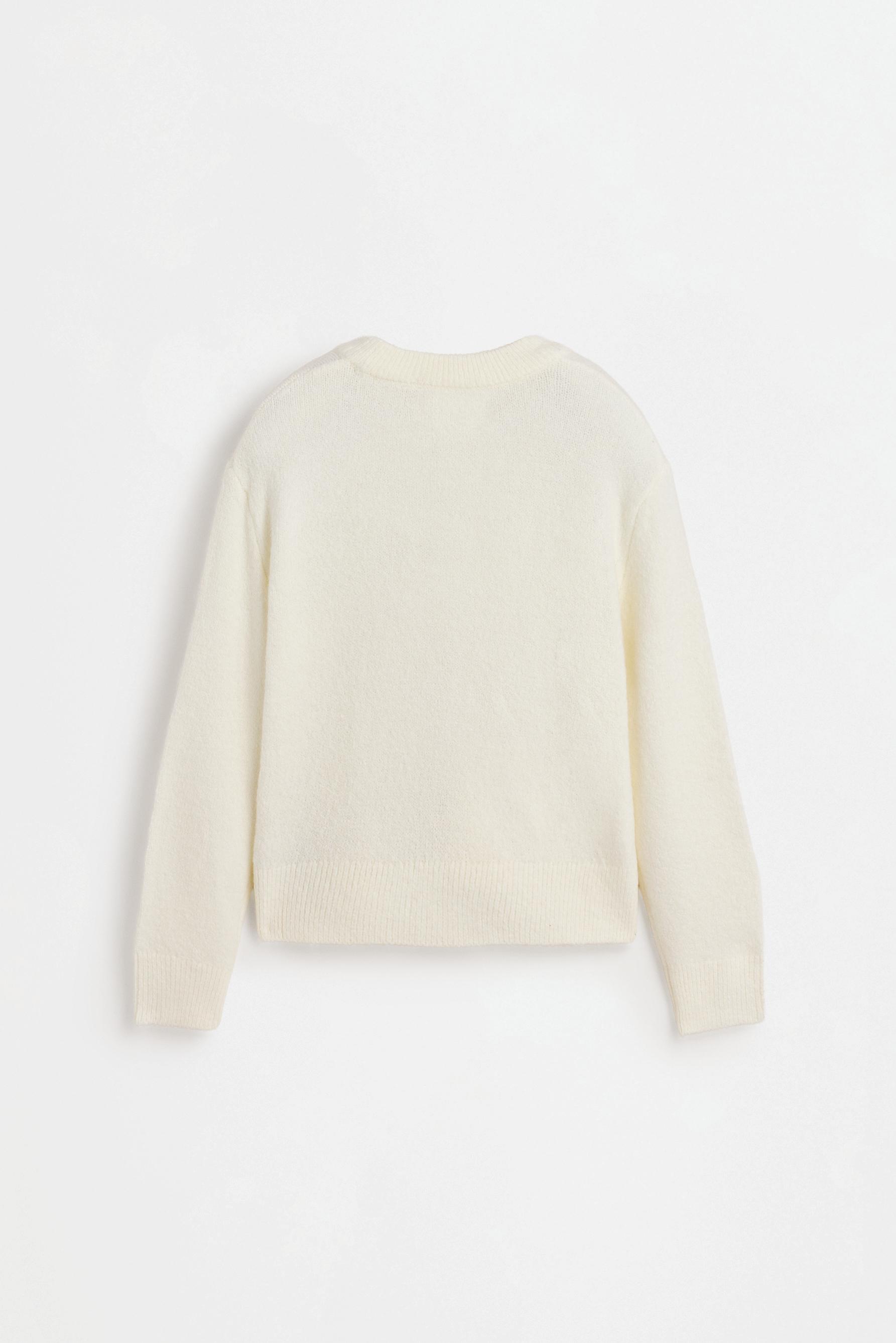 Fluffy knit sweater — OFF WHITE