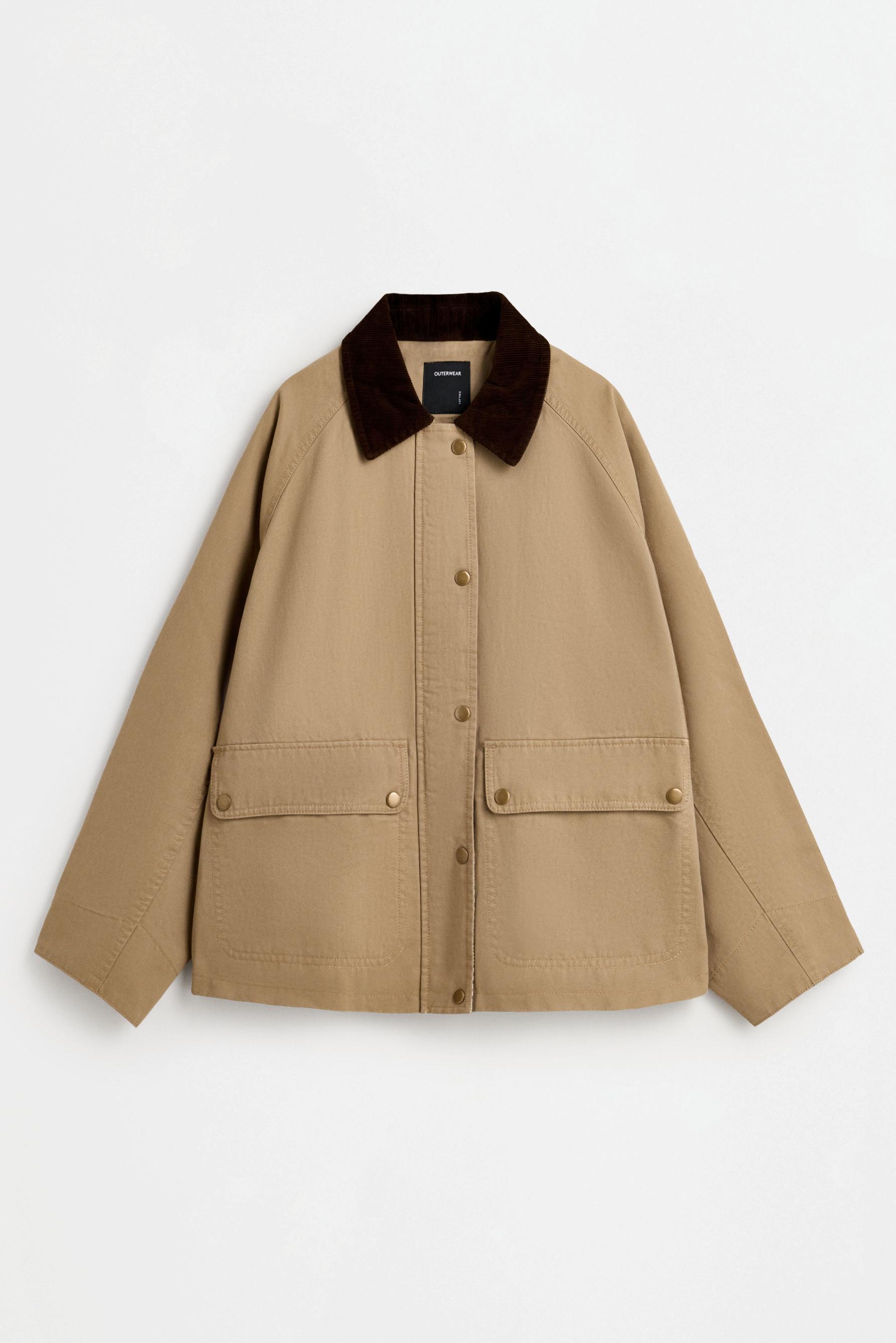 Waxed corduroy collar jacket — BEIGE