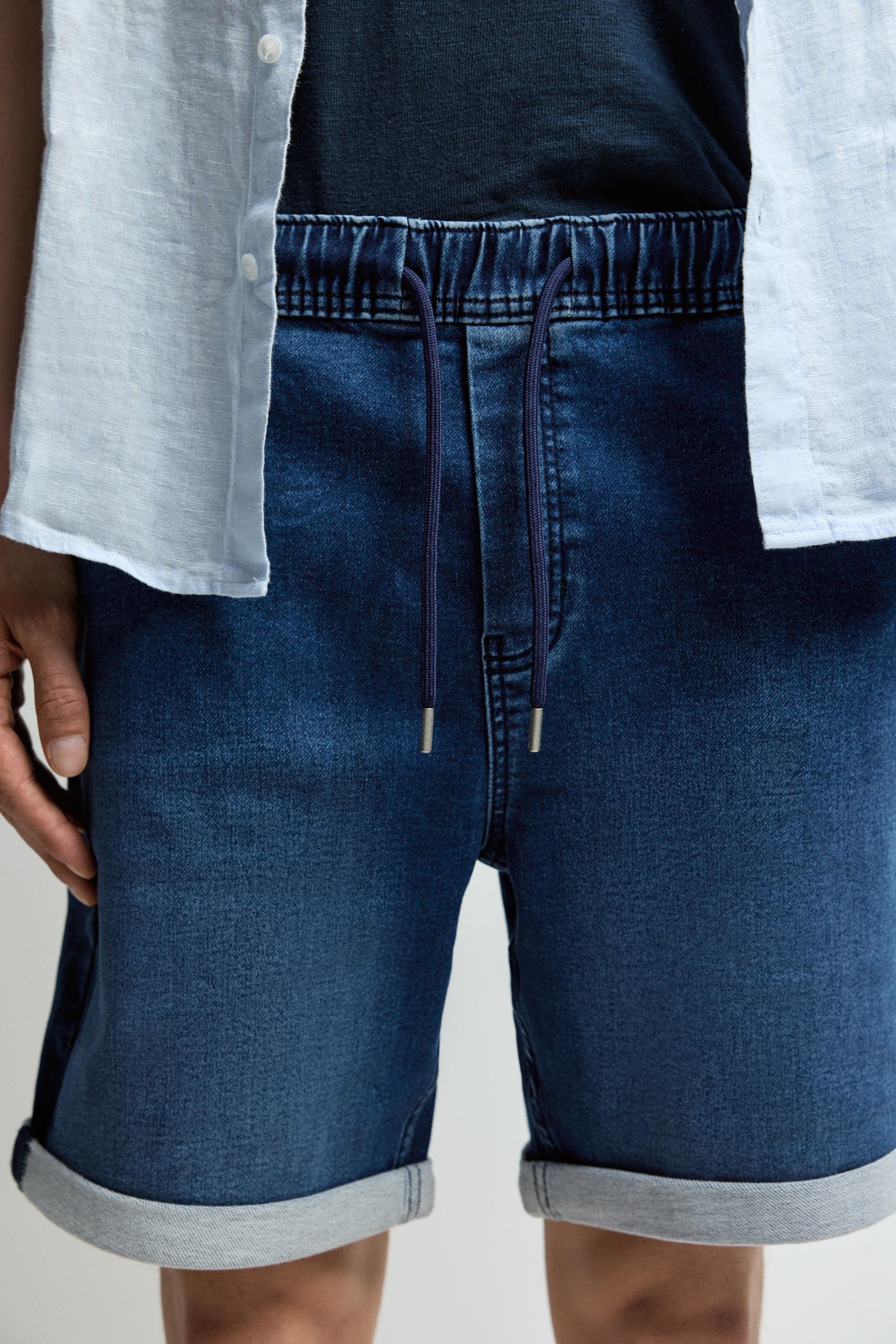 Denim jogger Bermuda shorts — INDIGO