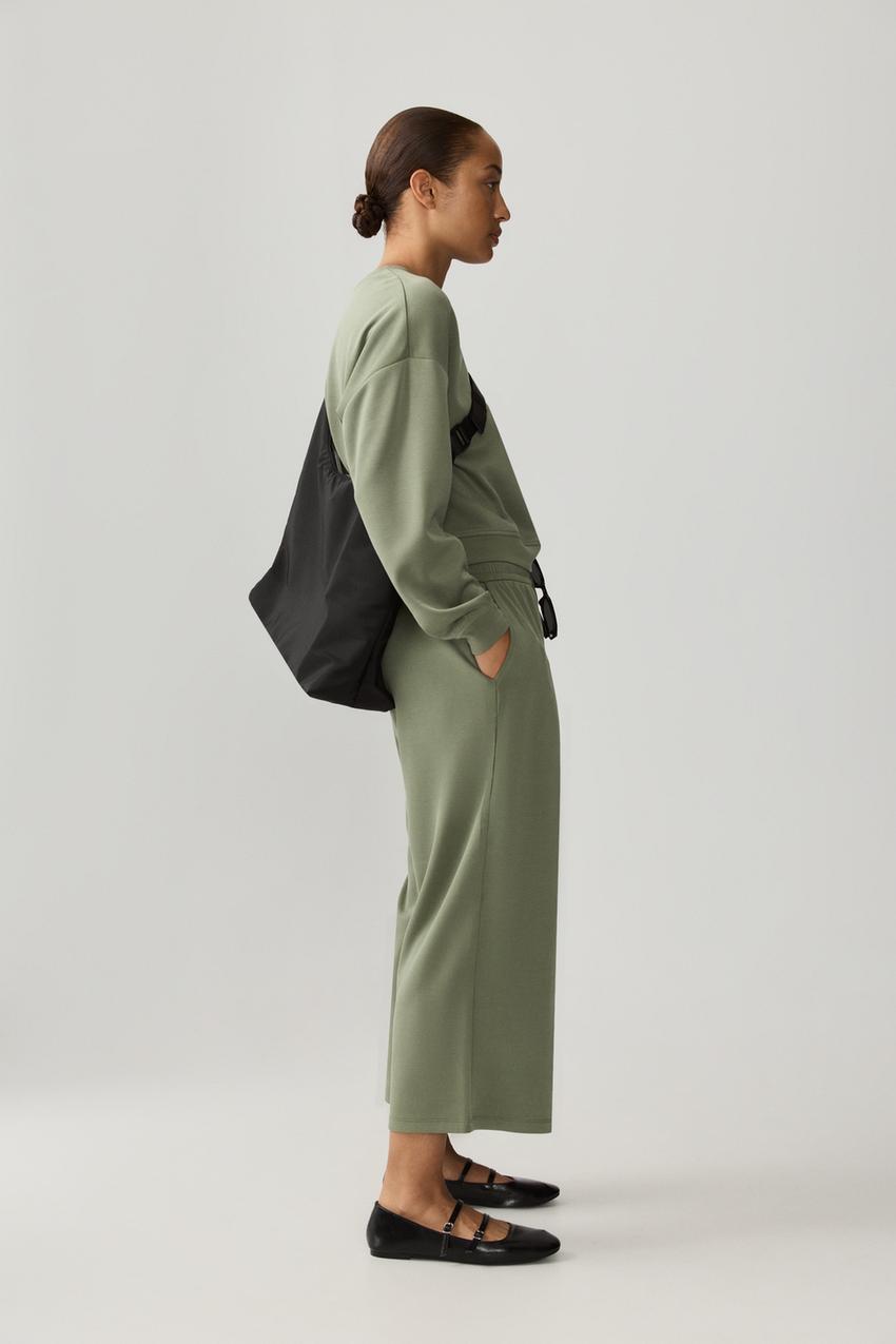 Calças culottes de felpa fluidas Jeans ROUPA Mulher