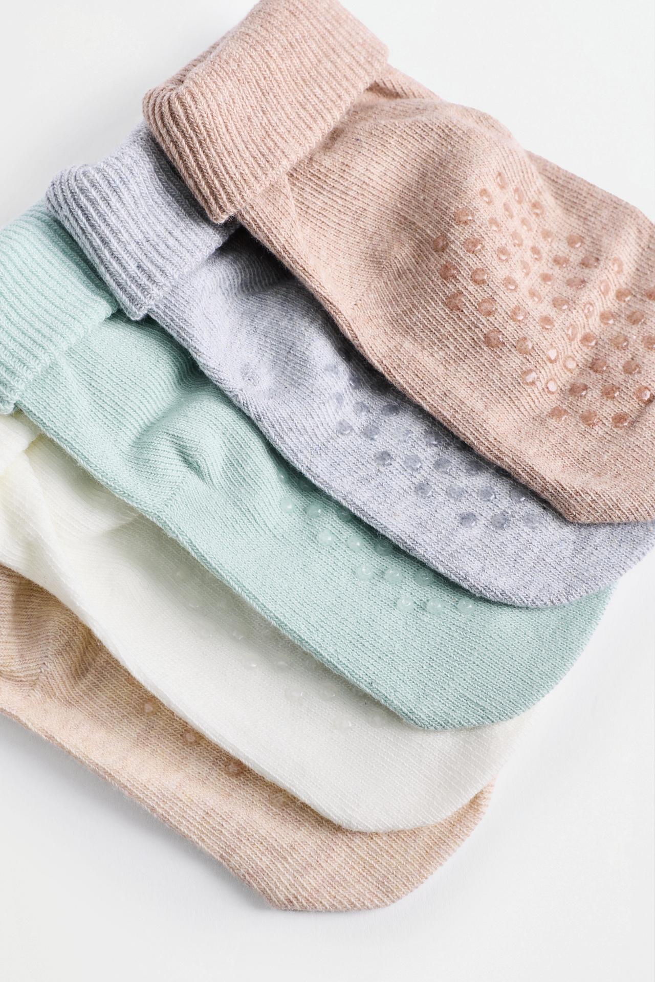 Long socks with fold-down cuffs (5-Pack) — SAND MARL
