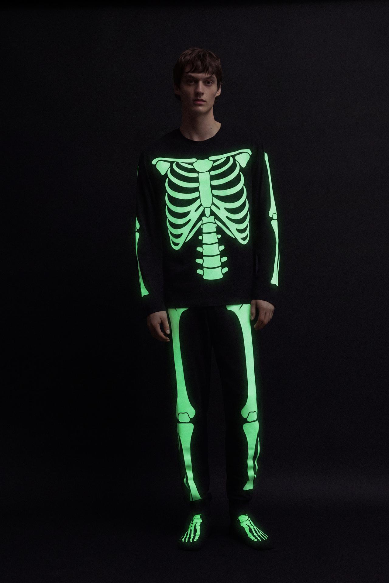 Men's | Glow-in-the-dark skeleton pyjamas — BLACK