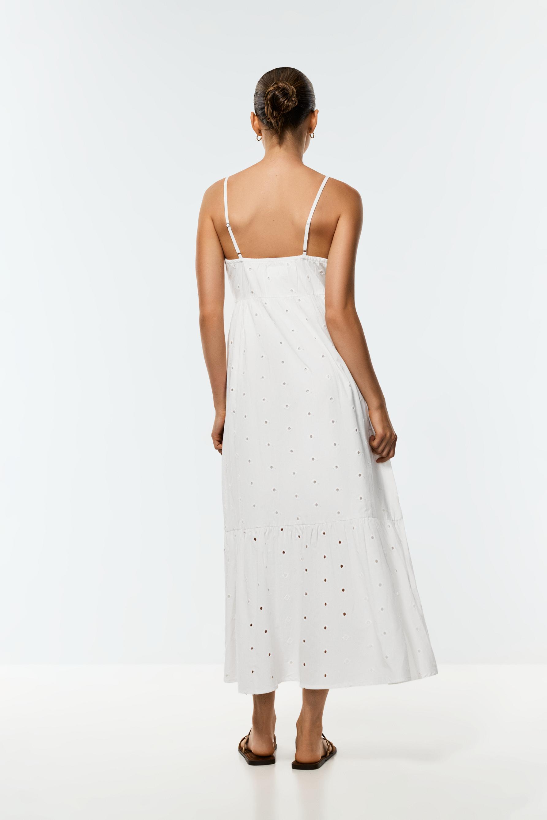 Swiss embroidery midi dress — OFF WHITE