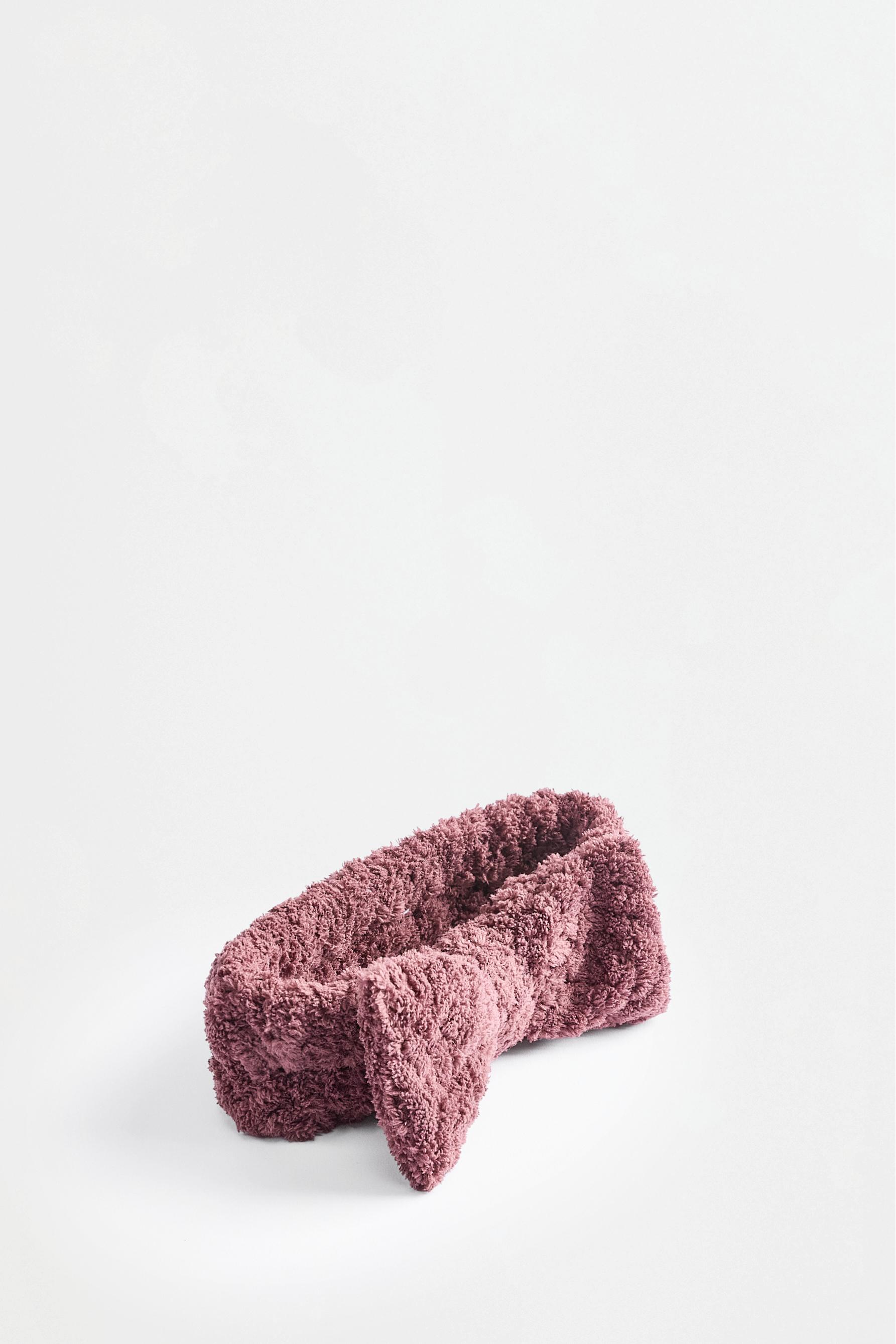 Towel-effect bow headband — BROWN