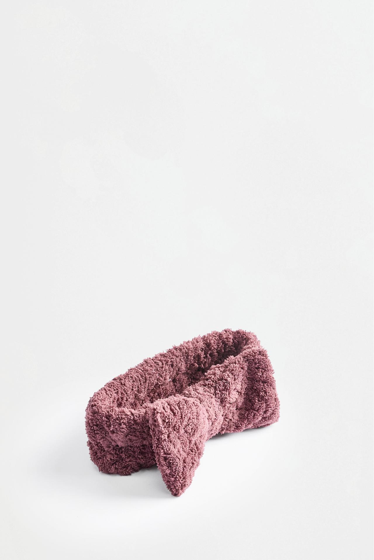 Towel-effect bow headband — BROWN