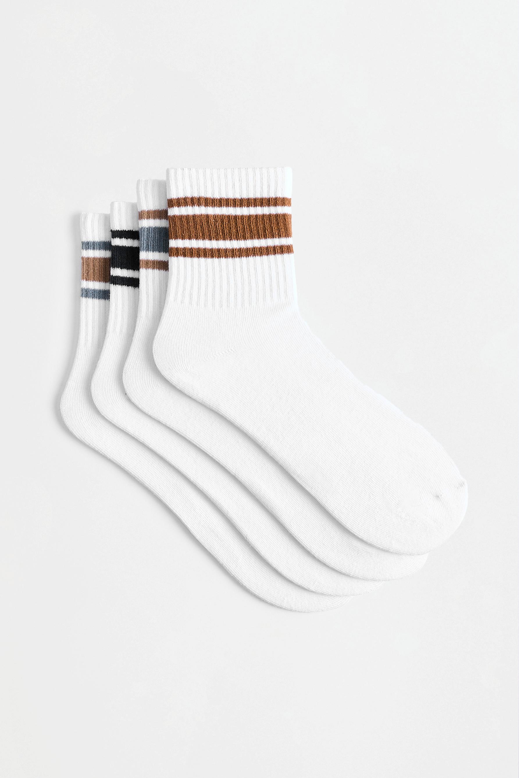 Striped ankle socks (4-pack) — CAMEL