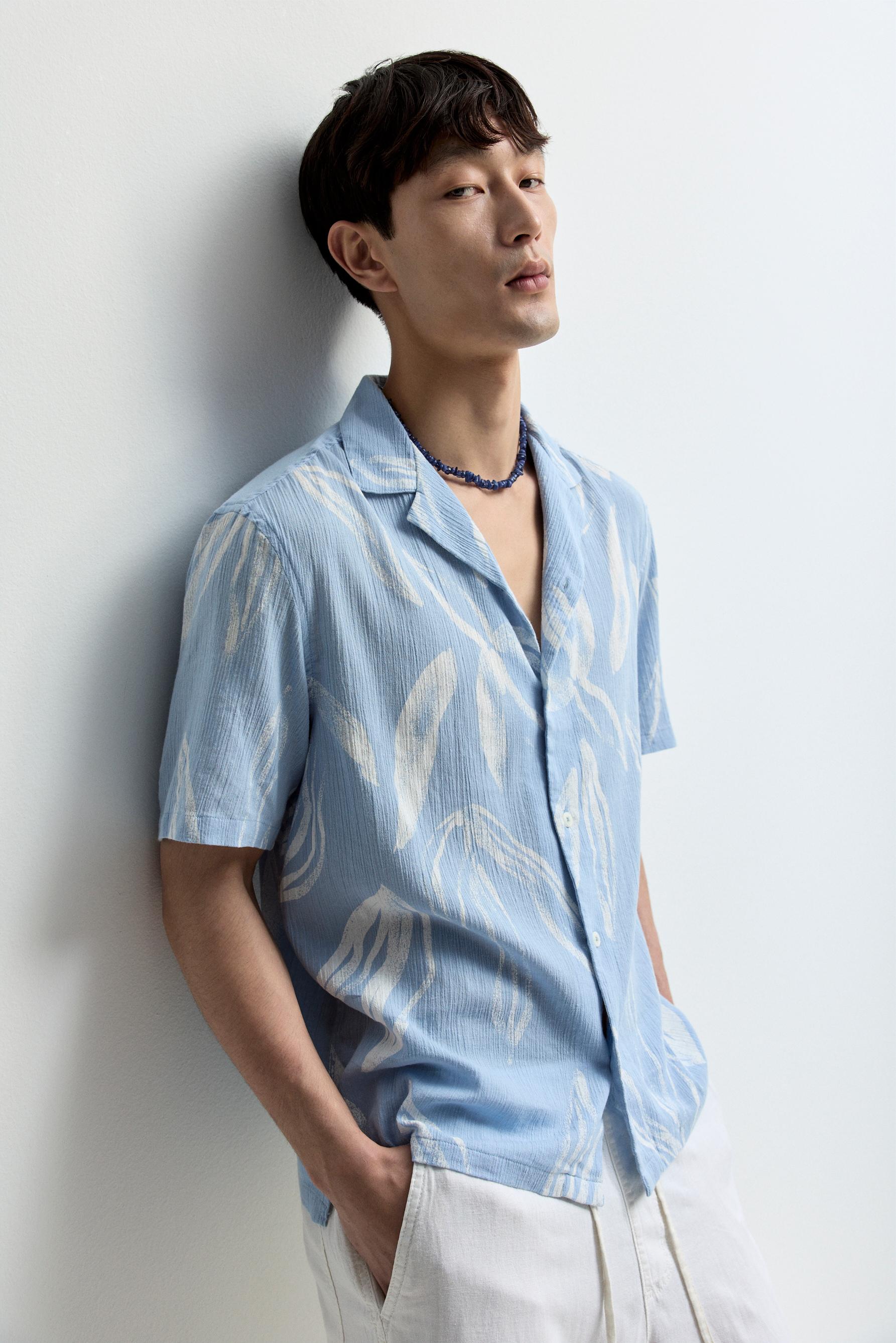 Regular fit printed shirt — SKY BLUE