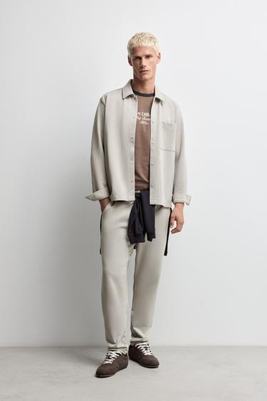 Piqué joggers — PALE GREY 1