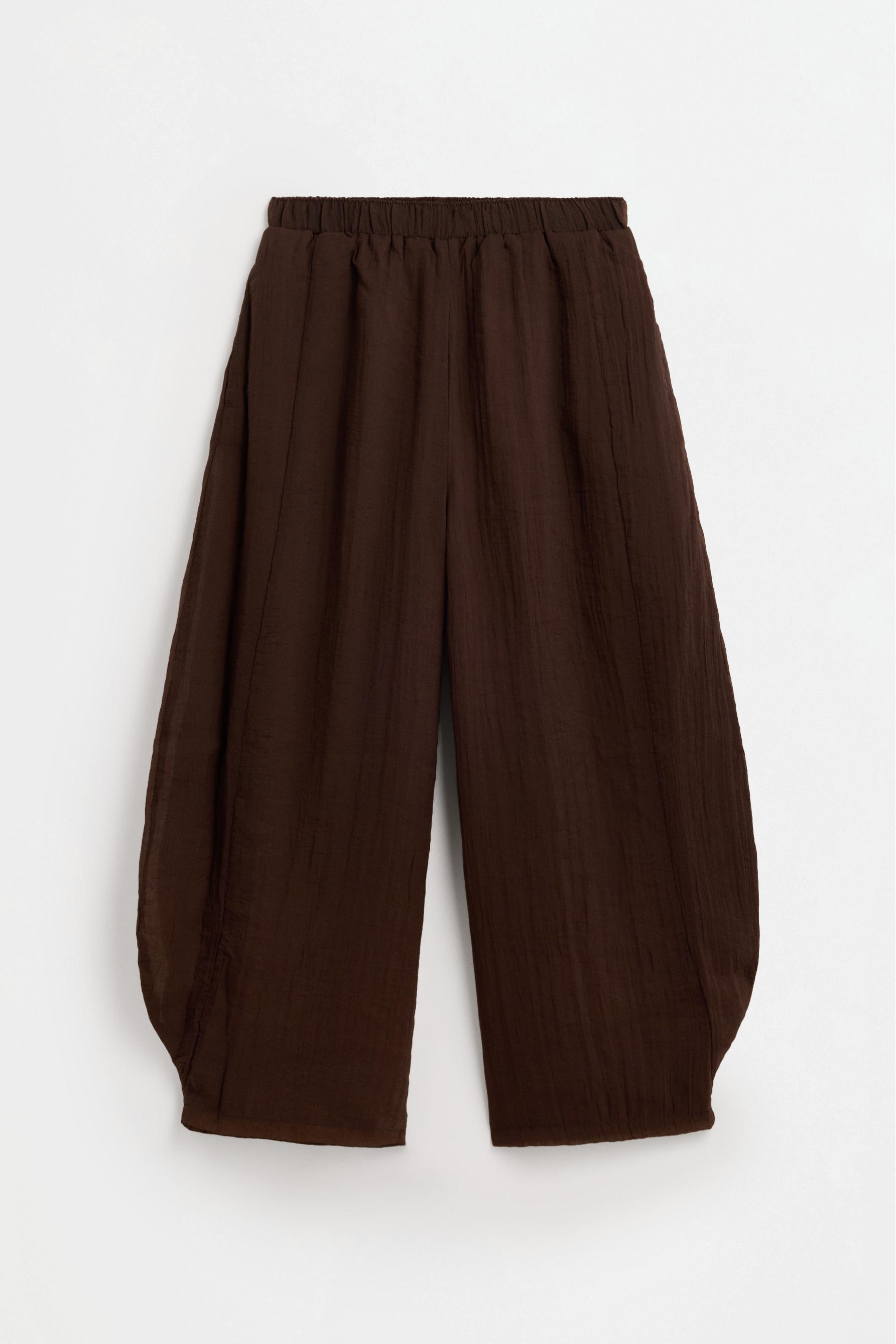 Textured sarouel trousers — BROWN