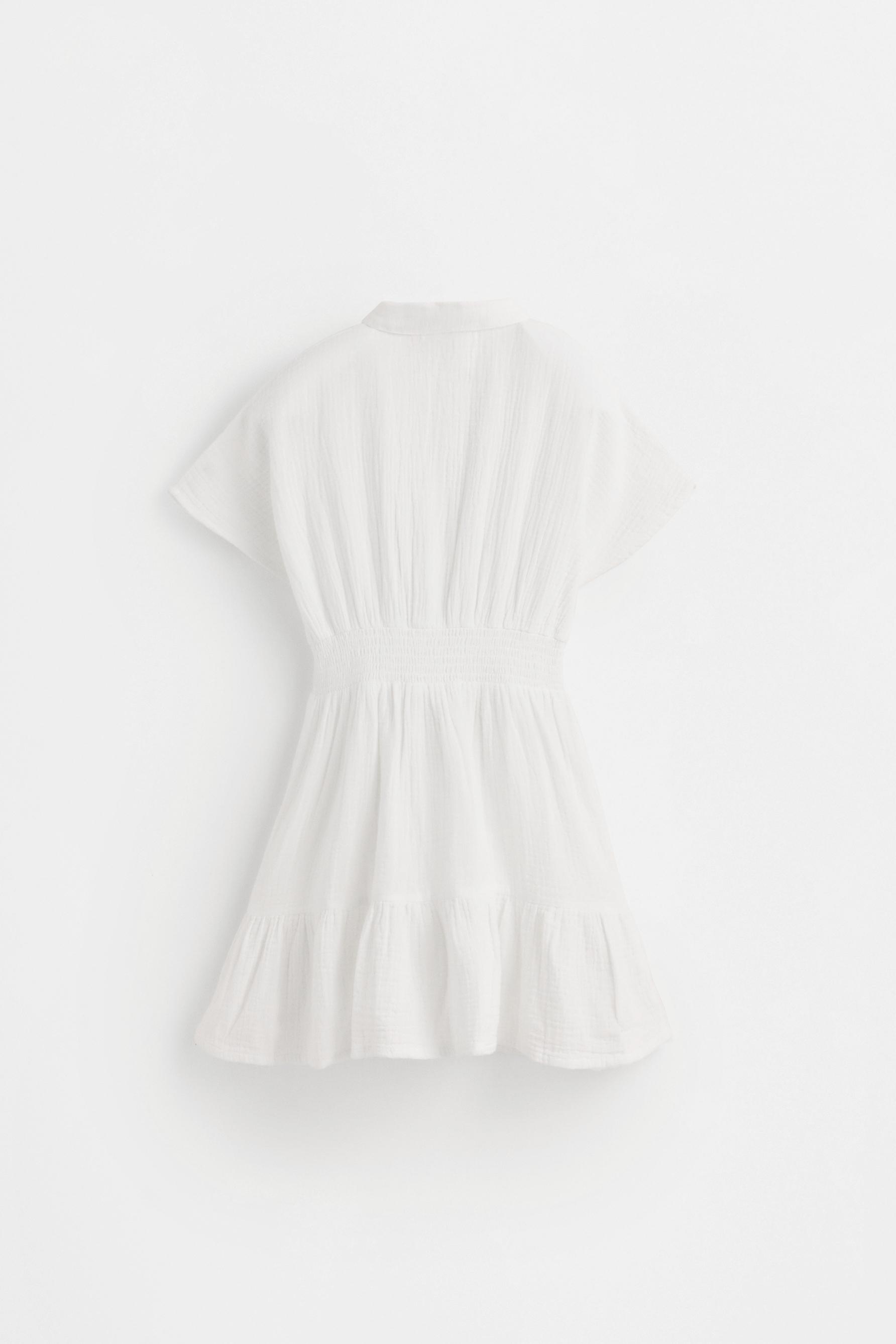 Elastic waist shirt dress — OFF WHITE