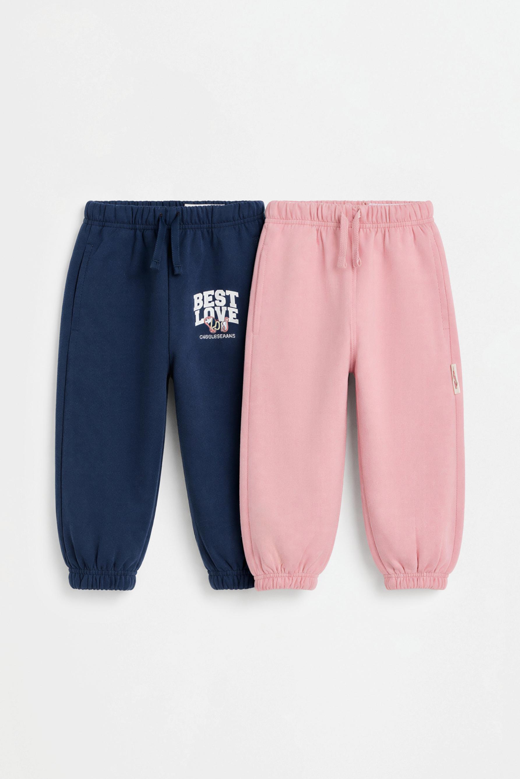Pack of 2 contrast plush trousers — DARK NAVY