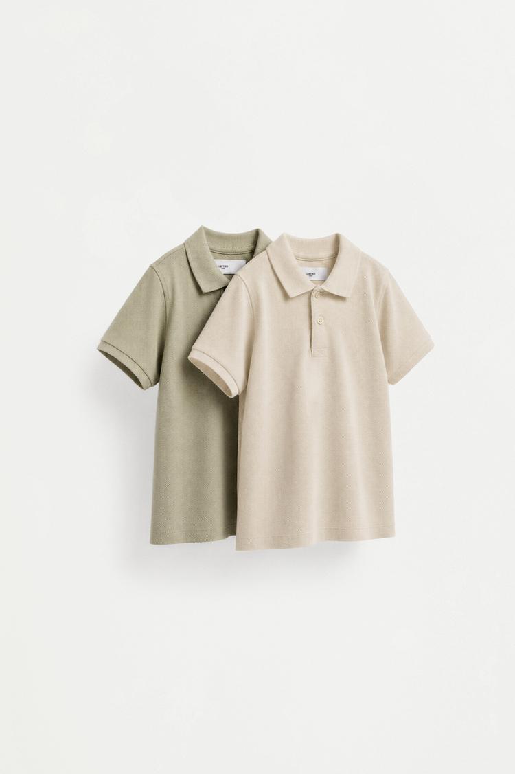 2-pack of plain polo shirts — KHAKI
