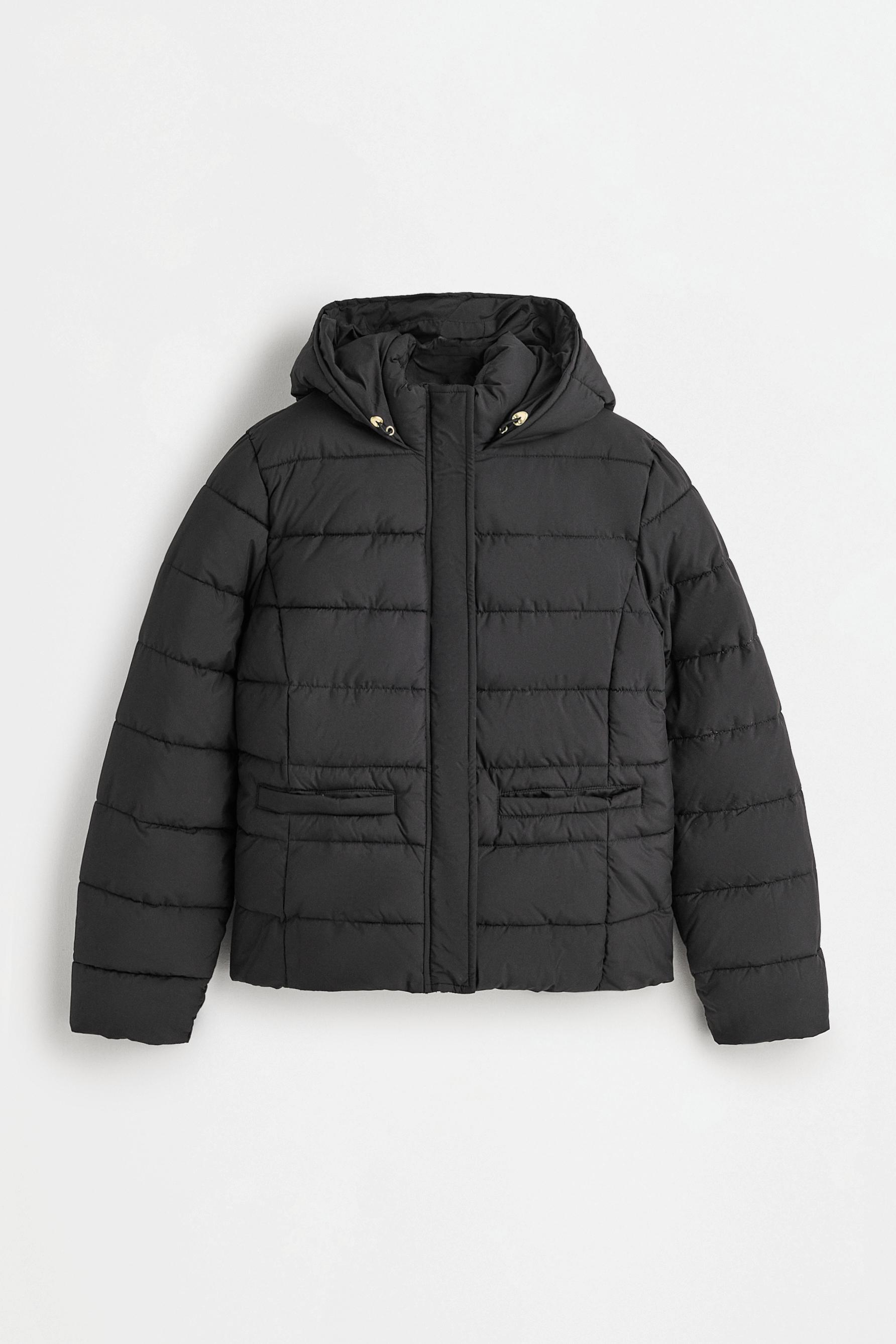 Quilted hooded jacket — BLACK