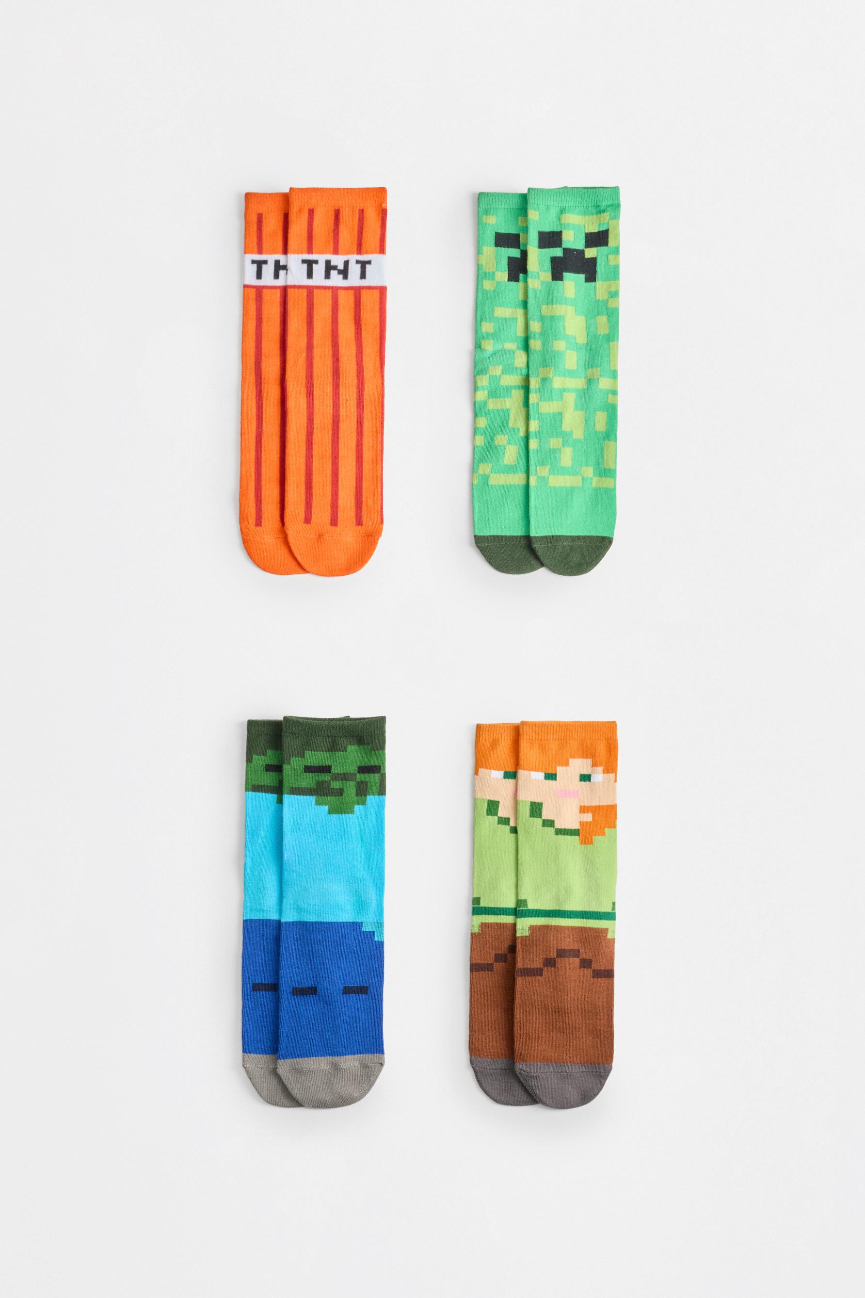Minecraft long socks (4-pack) — ELECTRIC BLUE