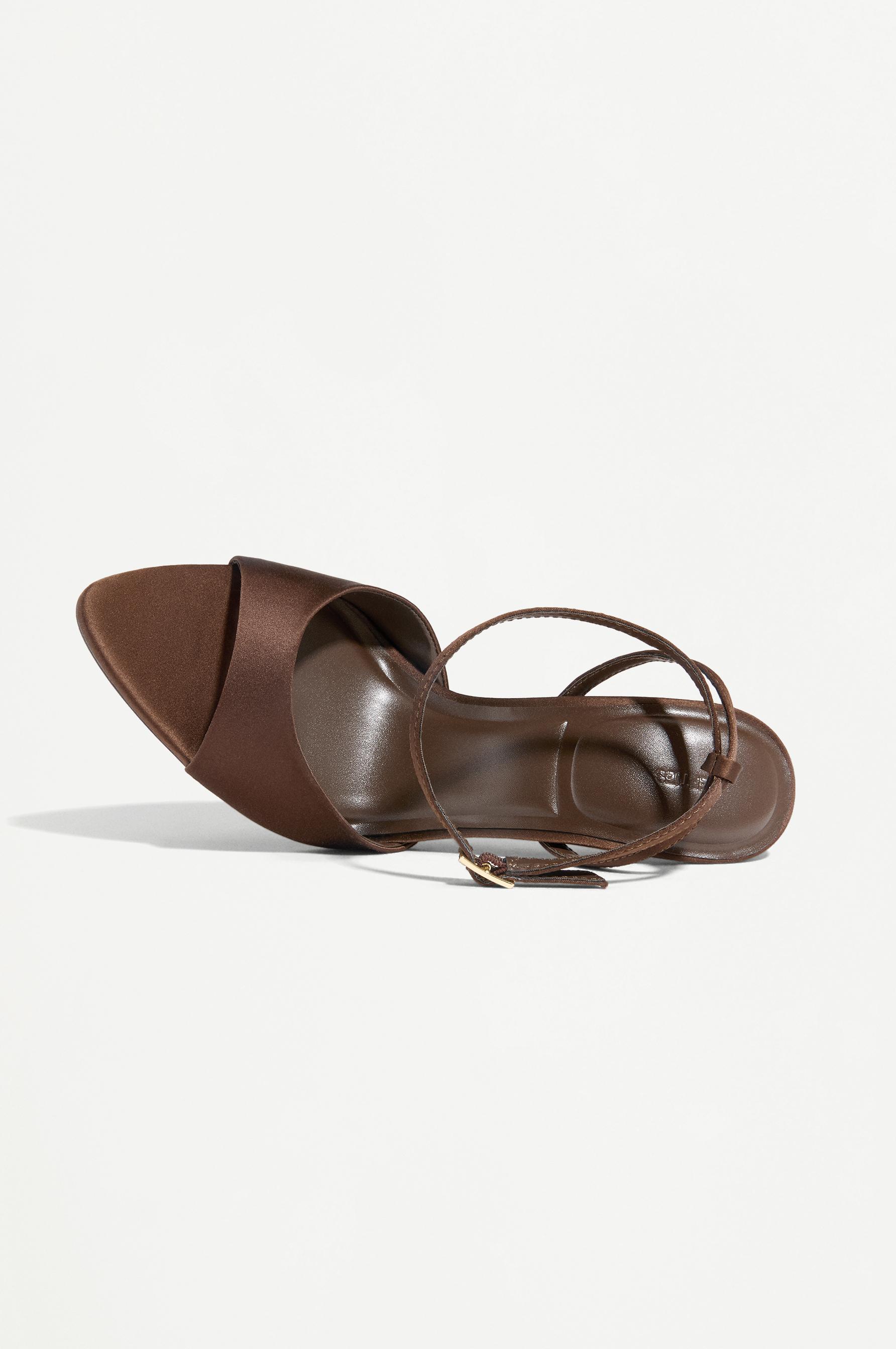 Ankle strap stiletto sandal — BROWN