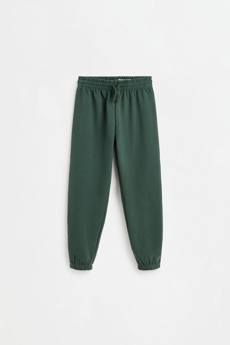 Solid plush trousers — BILLIARD GREEN