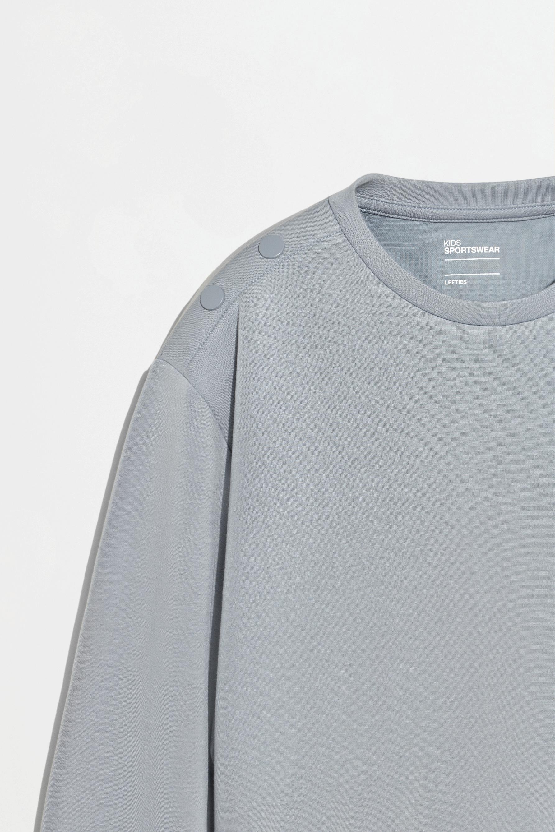Viscose sweatshirt with buttons — SAGE GREEN