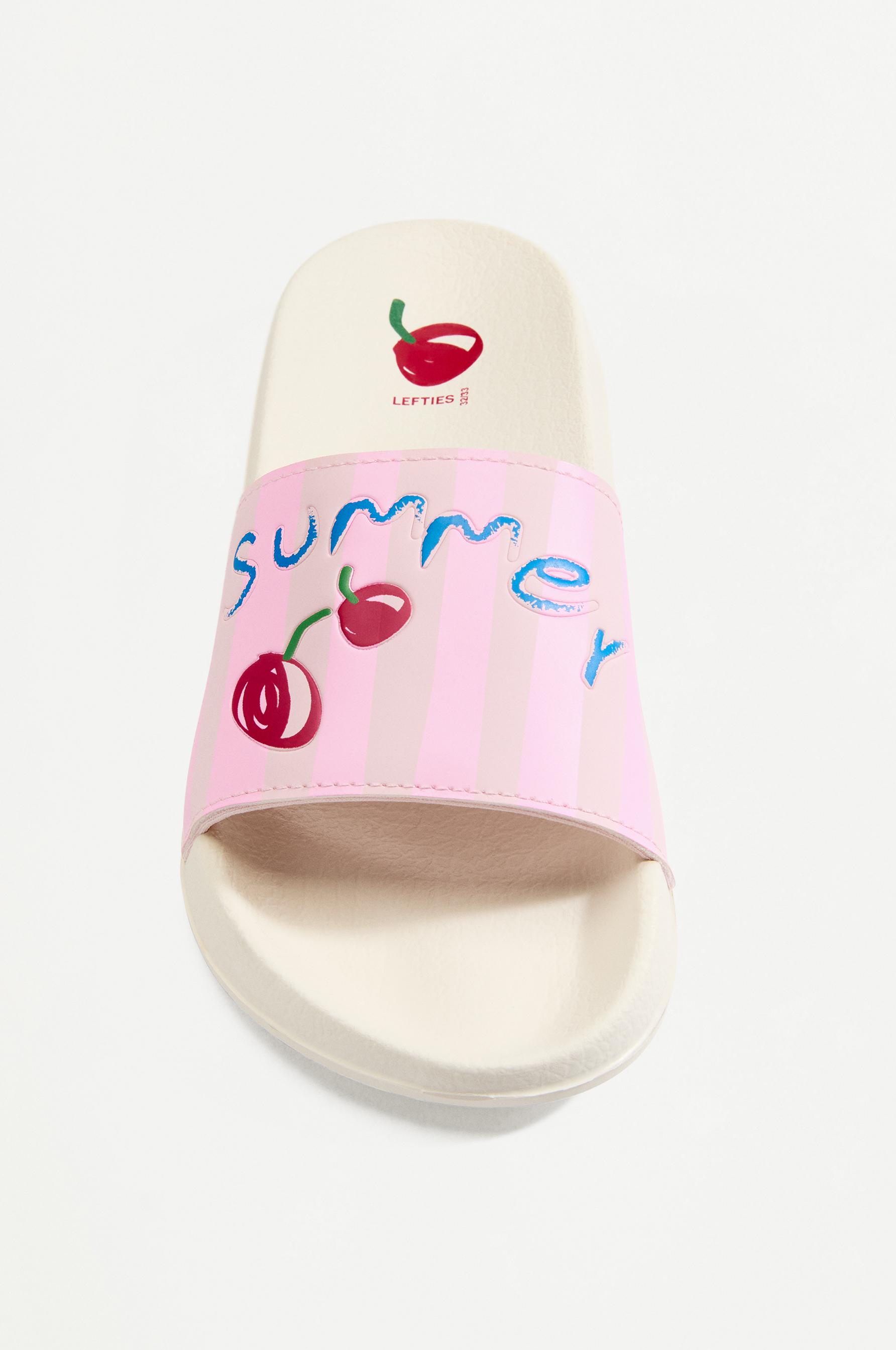PRINTED BATHROOM SANDALS — PALE PINK