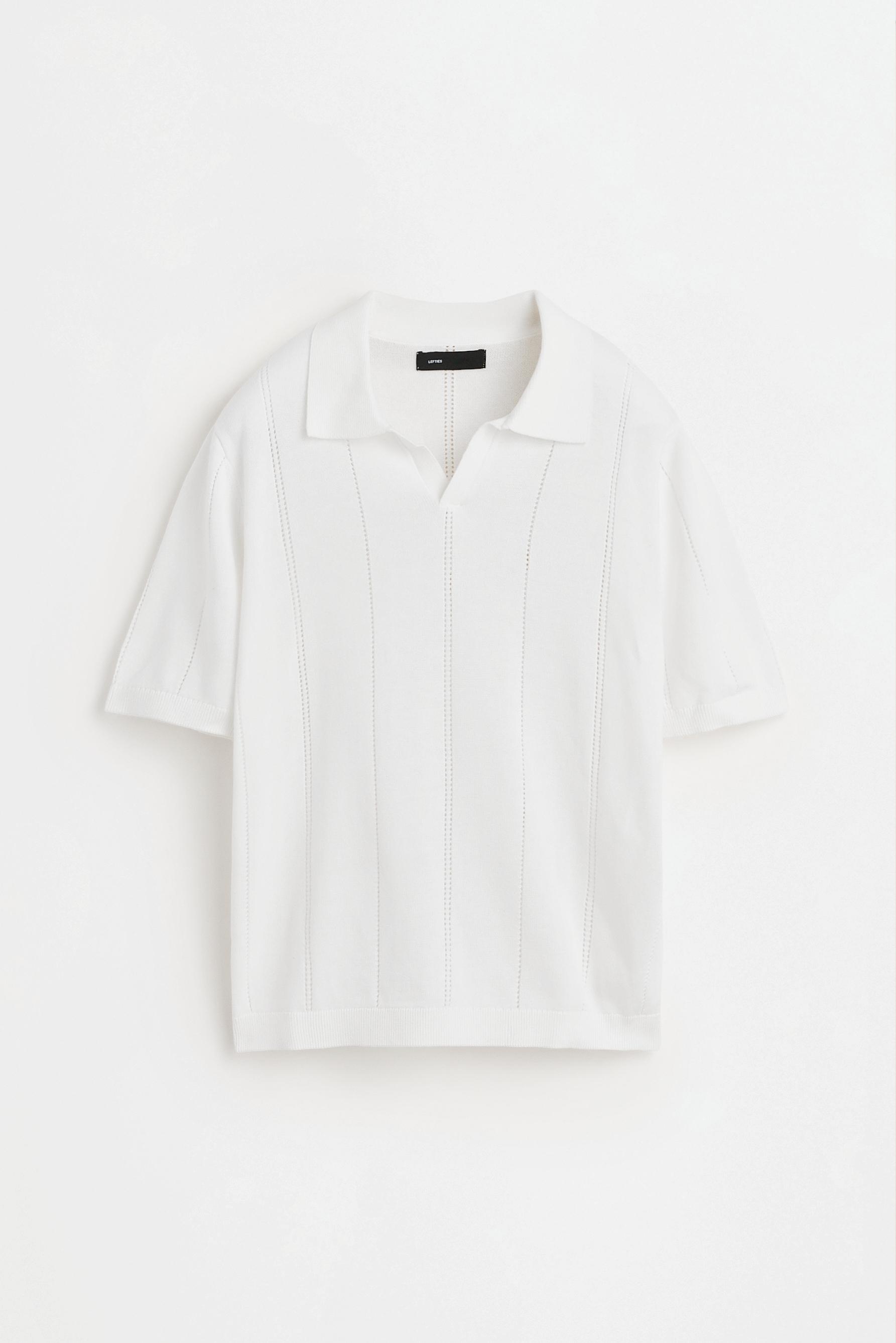 Openwork knit polo shirt — WHITE