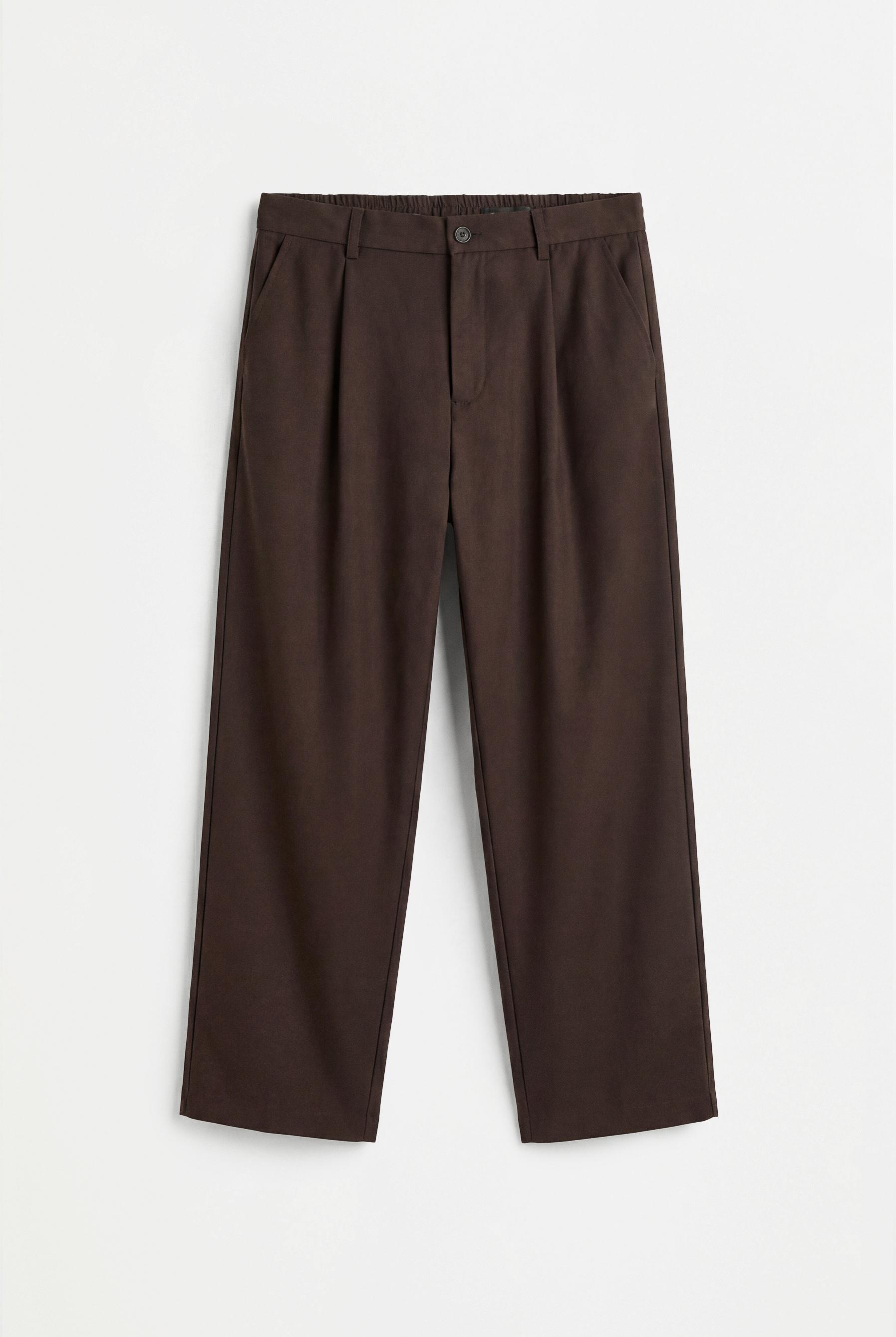 Baggy trousers with darts — CHOCOLATE