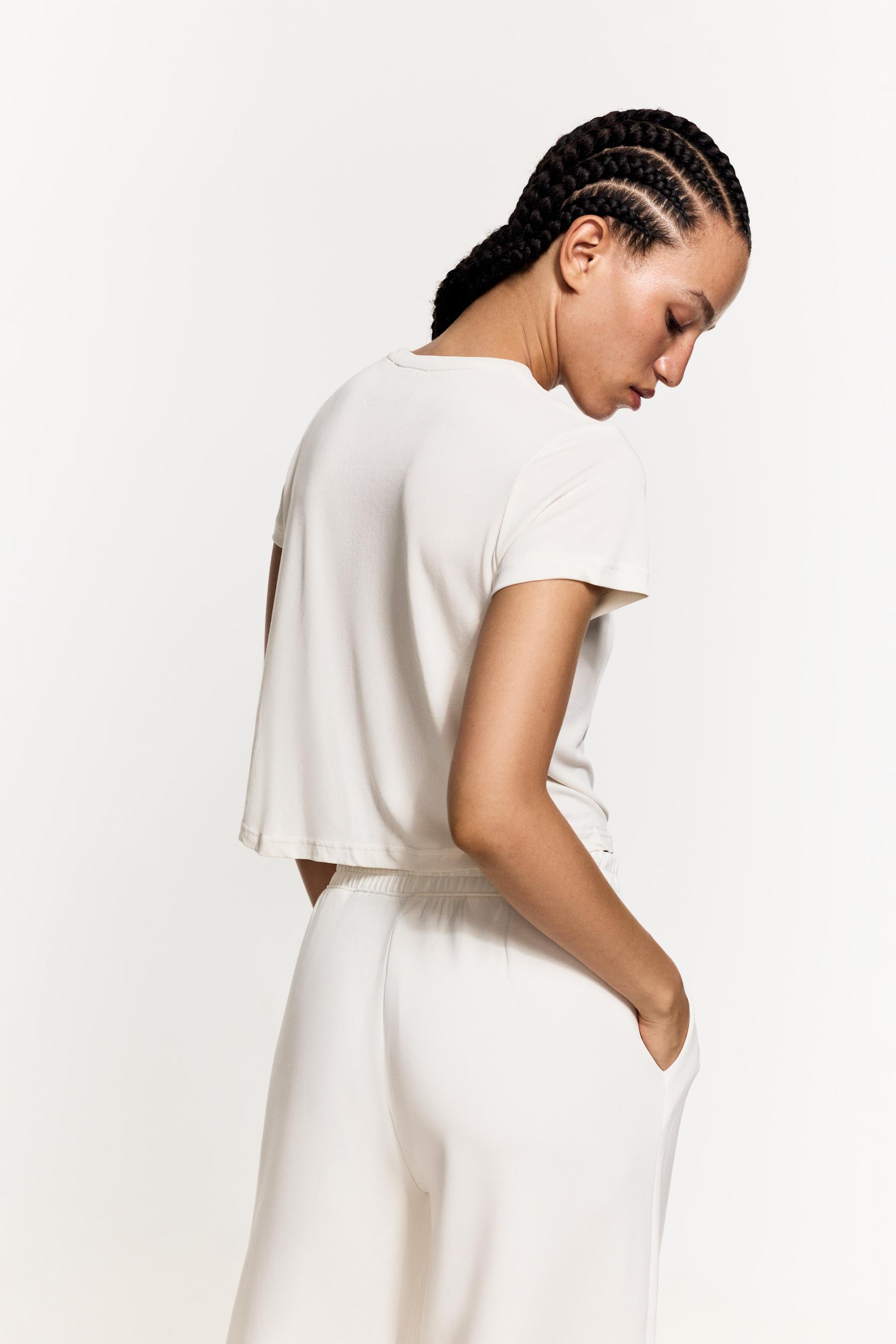 Flowing gathered T-shirt — OFF WHITE