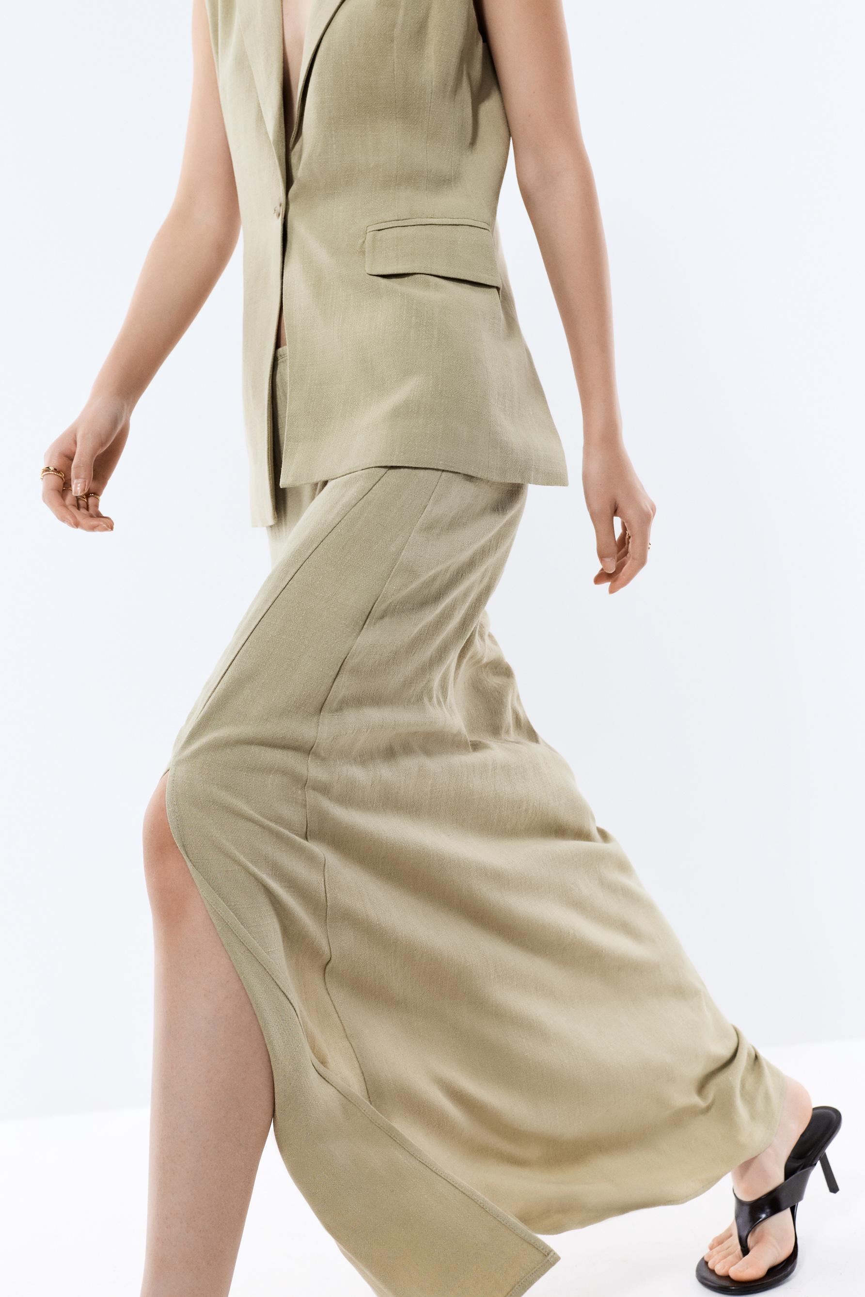 Rustic midi skirt — PALE KHAKI