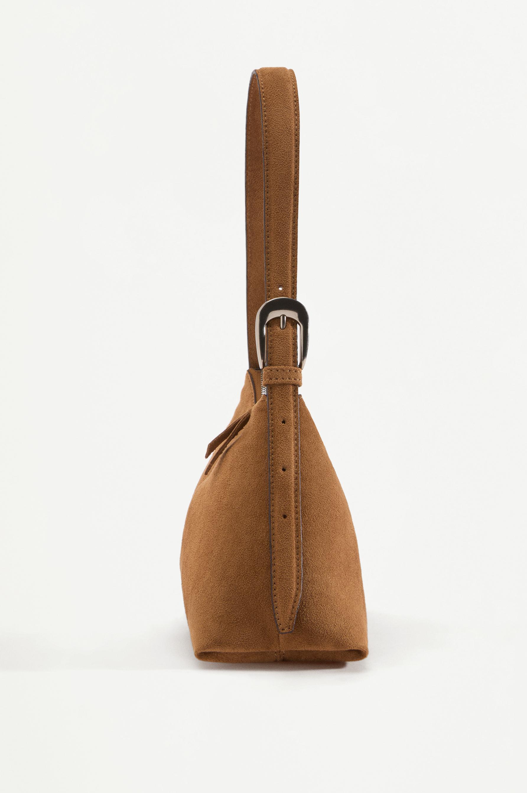 Faux suede shoulder bag — CAMEL
