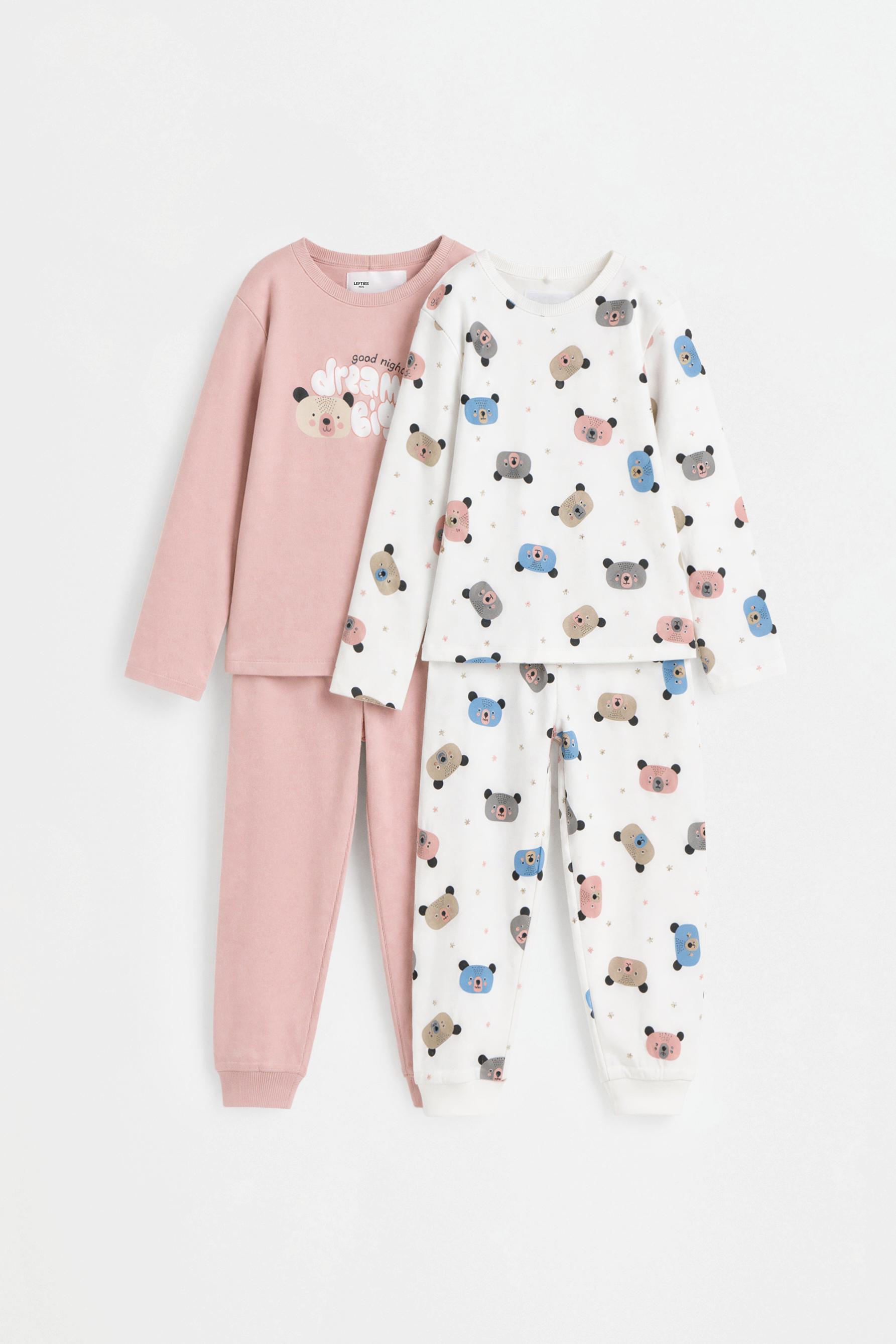 Pack of 2 all-over heart print sleepsuits — ROSE PINK