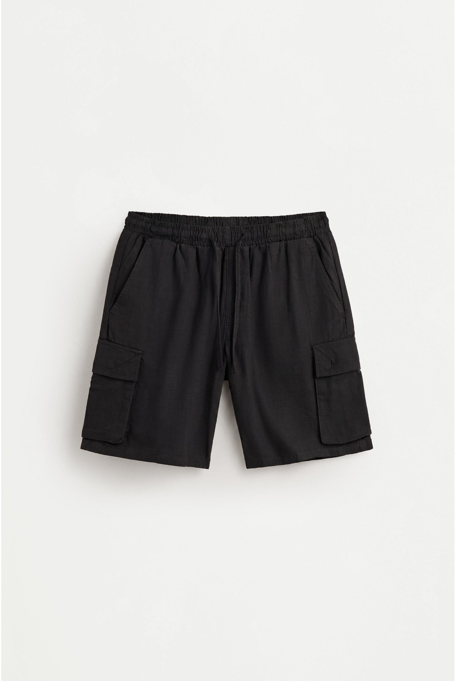 Rustic cargo Bermuda joggers — BLACK