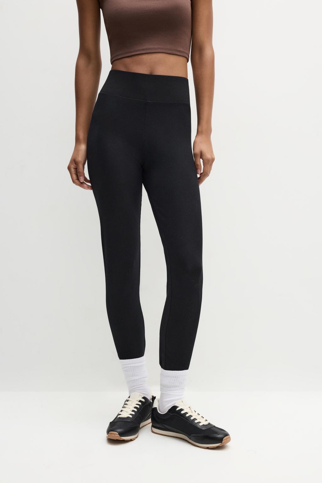 Leggings longos cintura canalé