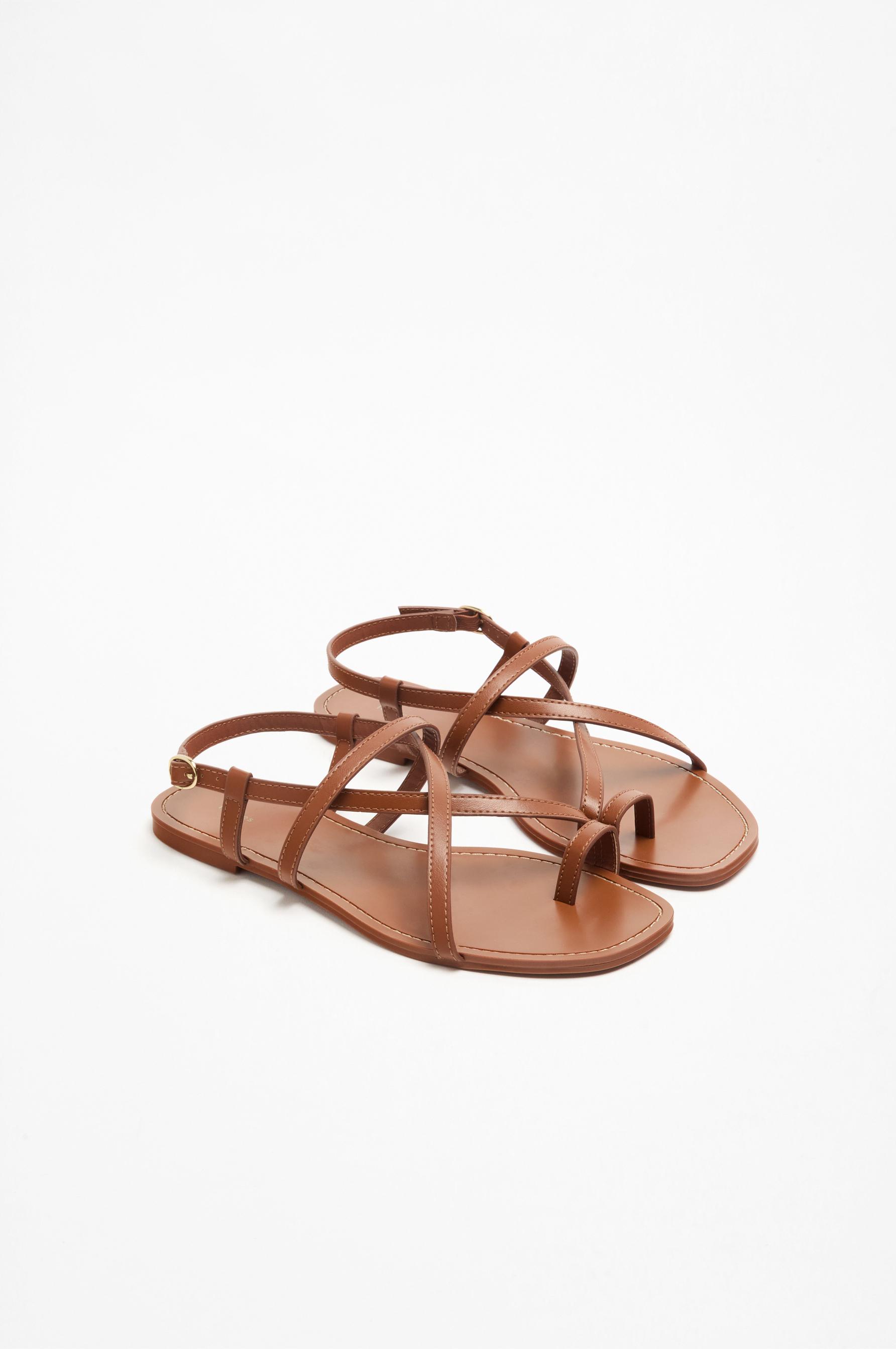Strap flat sandals — LEATHER